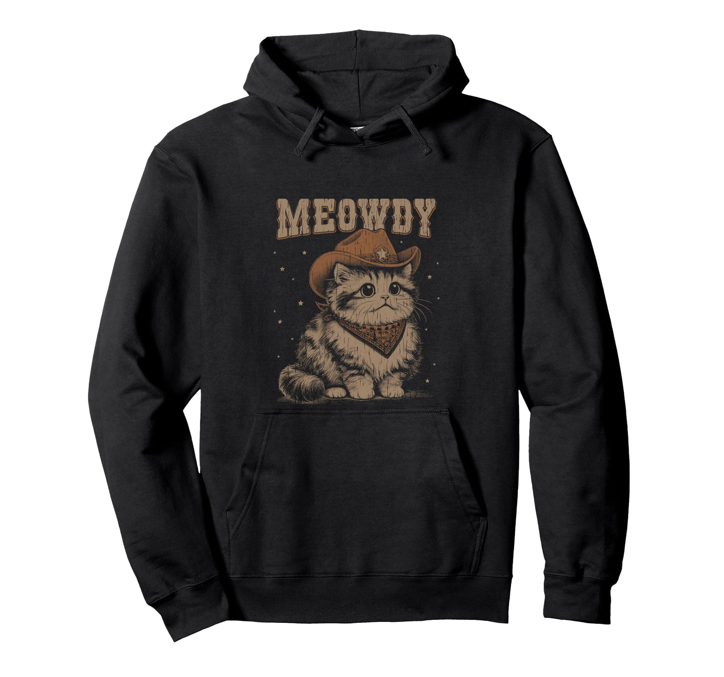 Meowdy Cat Funny Western Cowboy Hoodie - Custom Art Print for Adults - T-Shirt, Sweatshirt, Hoodie