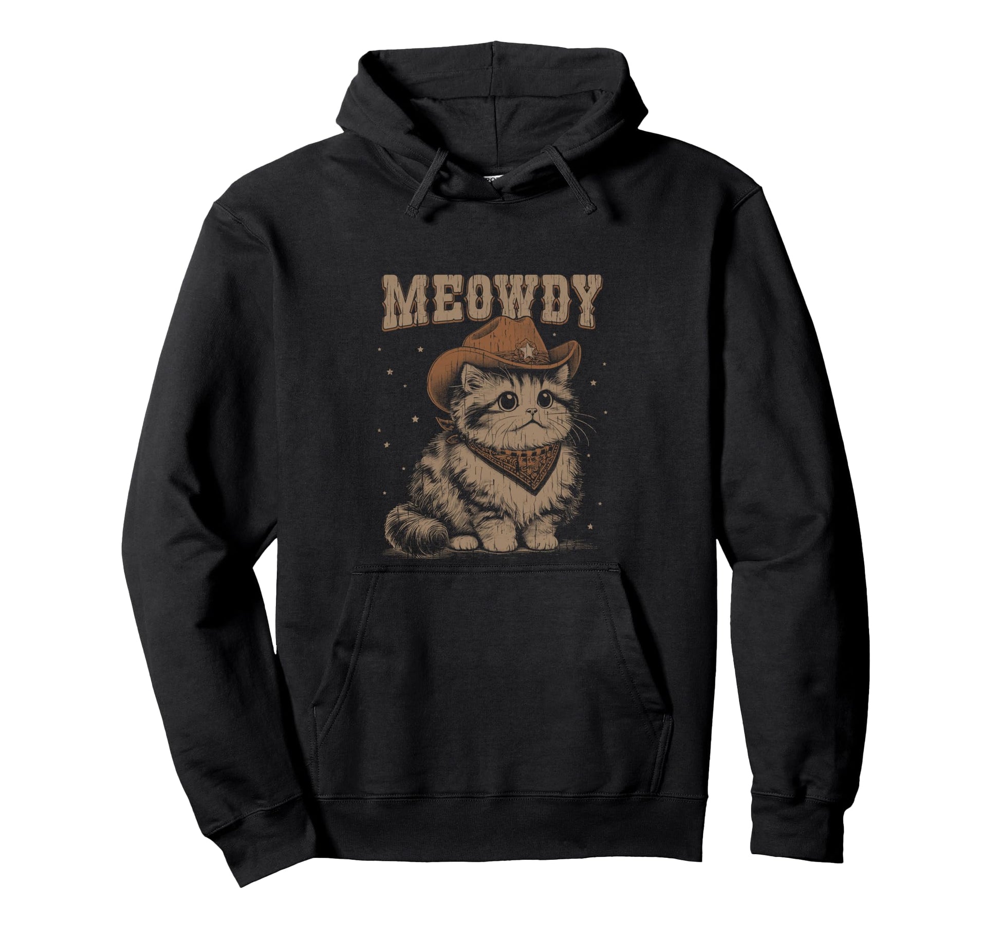 Meowdy Cat Funny Western Cowboy Hoodie - Custom Art Print for Adults - T-Shirt, Sweatshirt, Hoodie