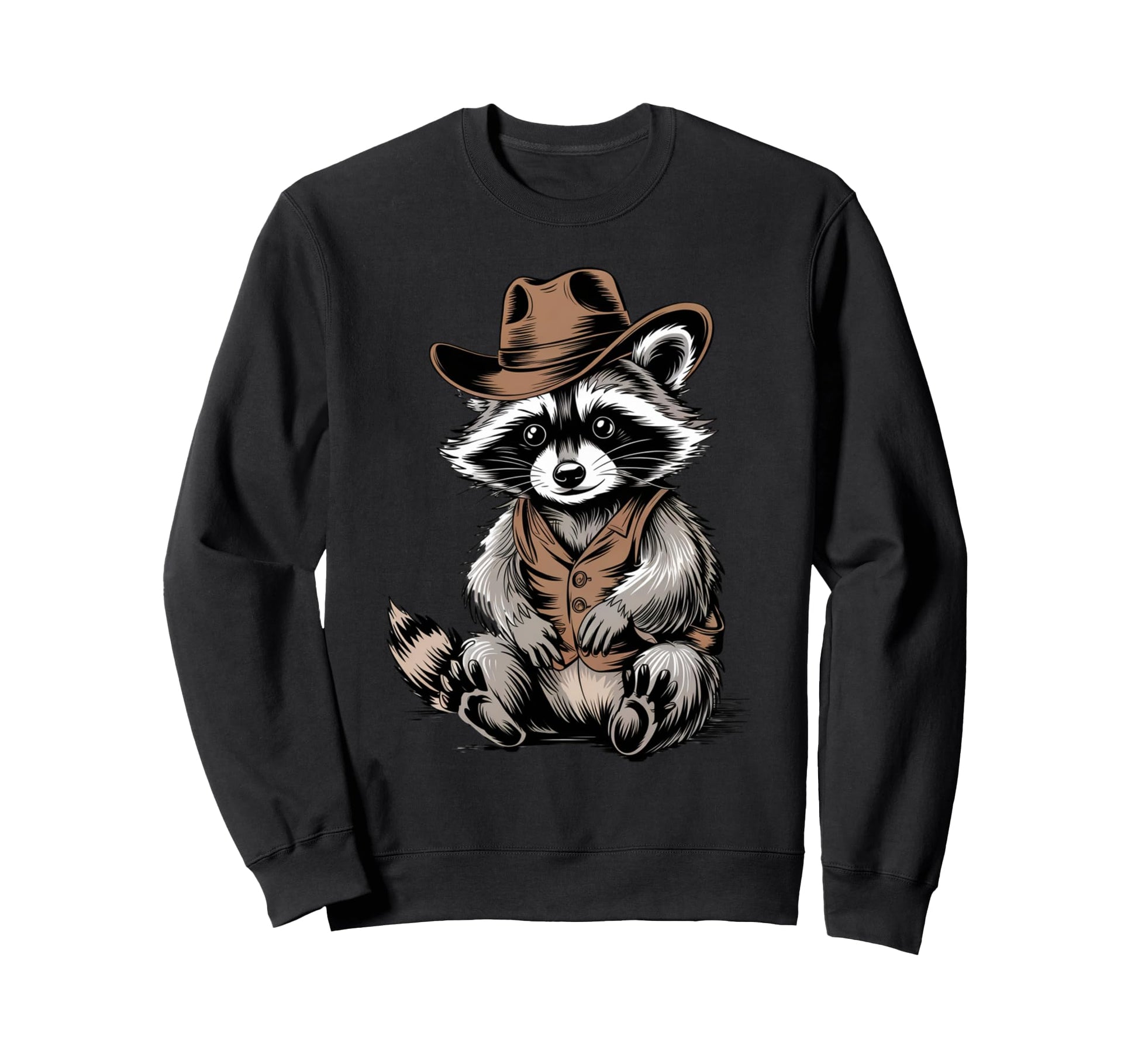 Cowboy Raccoon Cowgirl Western Sweatshirt - Unique Graphic for Adults - T-Shirt, Sweatshirt, Hoodie