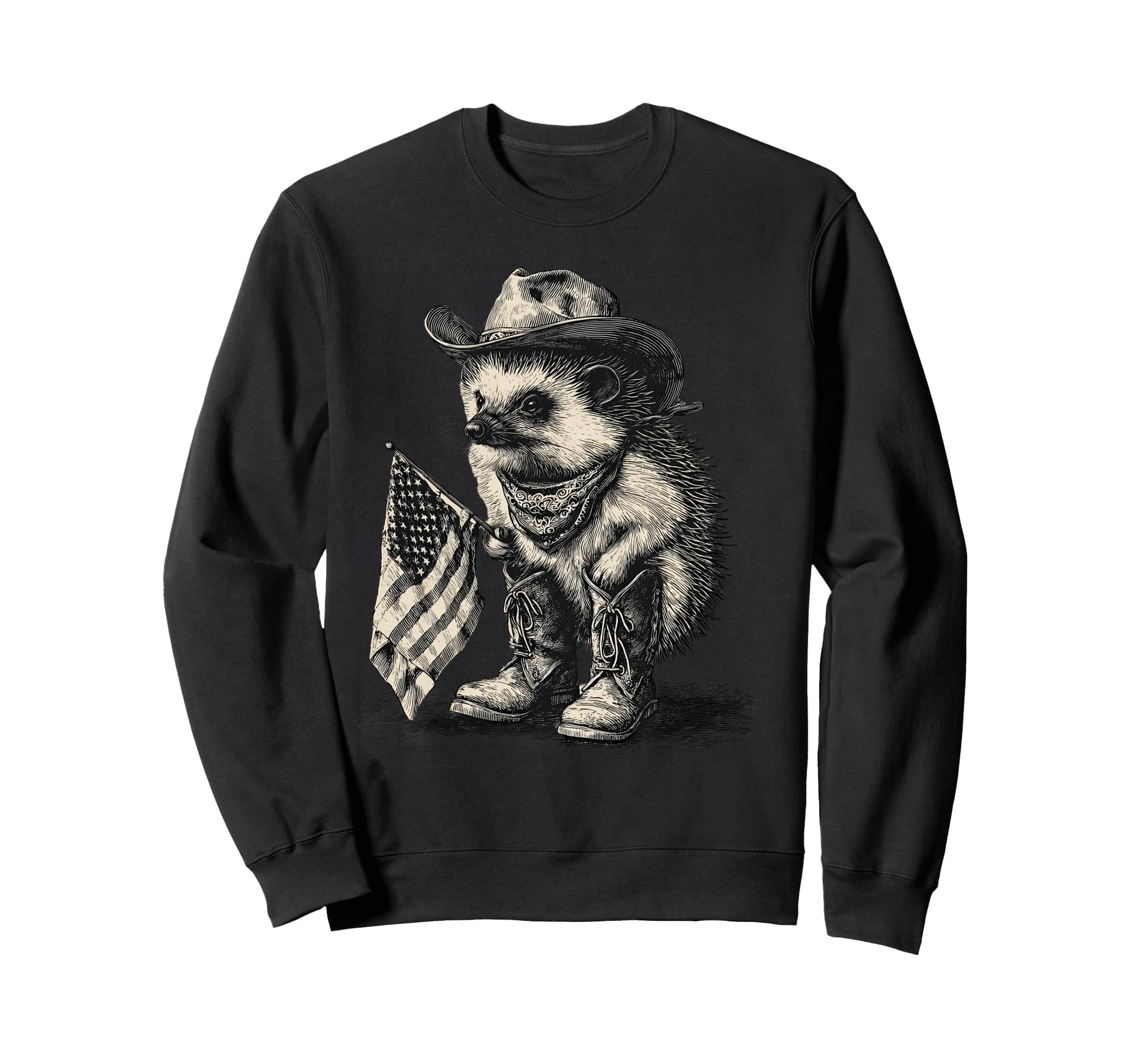 Hedgehog Cowboy Rodeo Cowgirl Western Sweatshirt - Graphic Print Men Women - T-Shirt, Sweatshirt, Hoodie