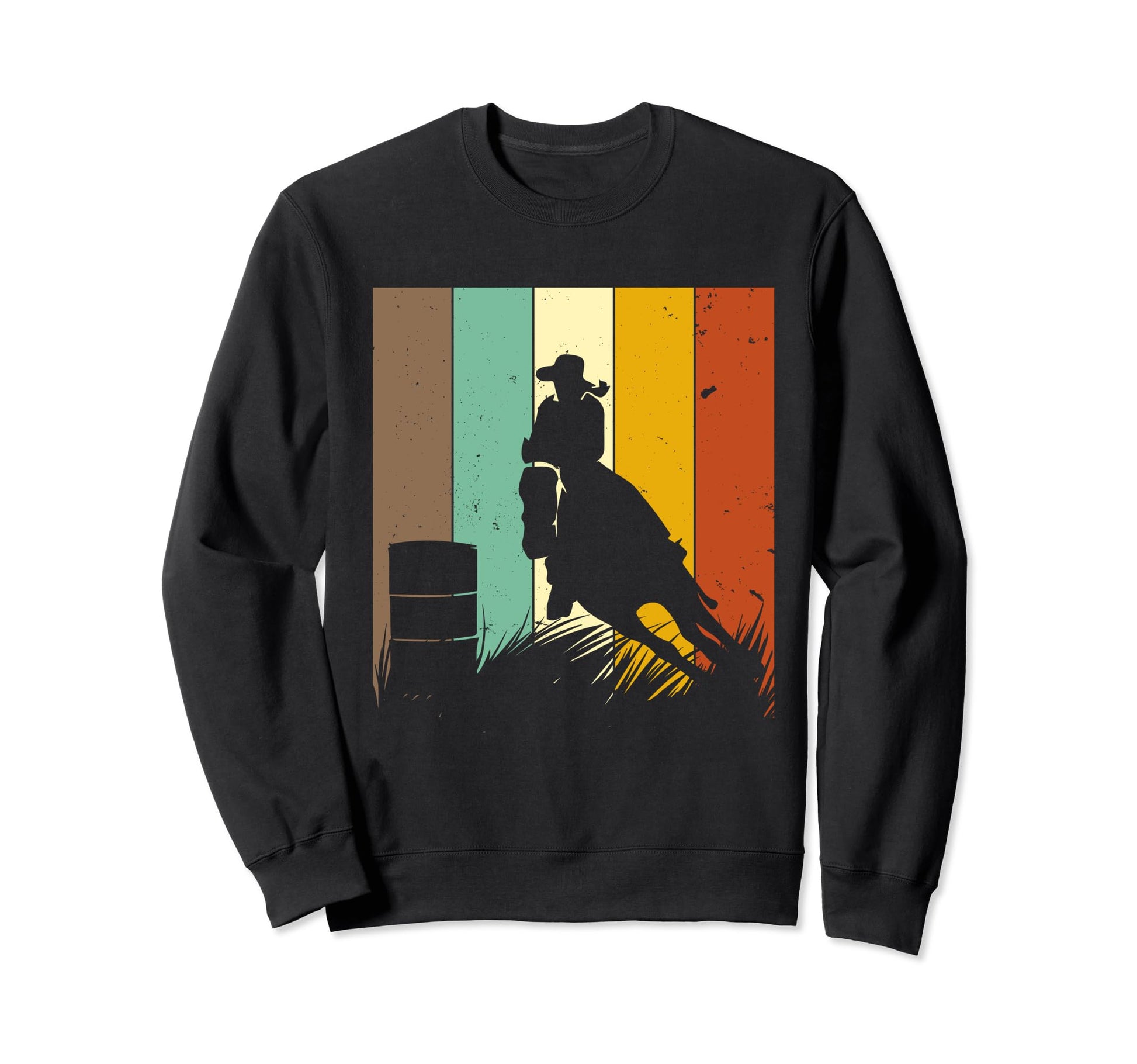Barrel Racing 80S Western Horse Racer Sweatshirt - Minimalist Print Unisex - T-Shirt, Sweatshirt, Hoodie