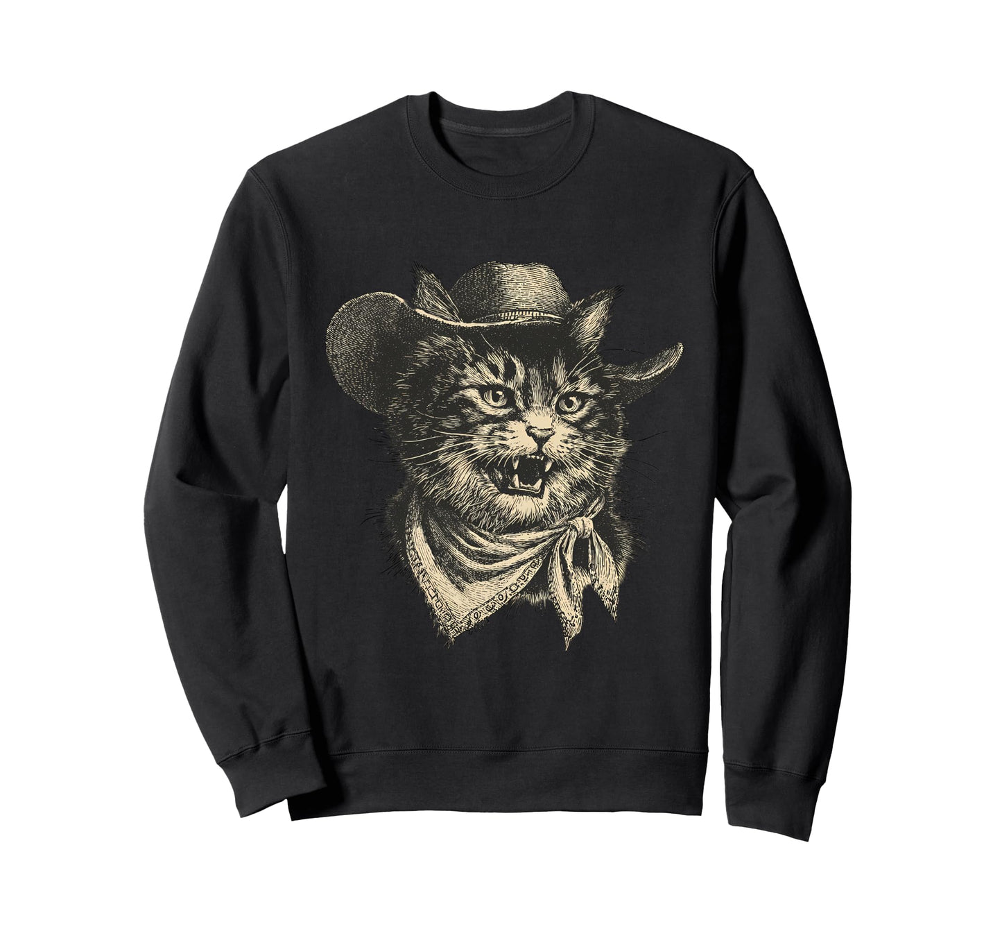 Cat Cowboy Western Country Sweatshirt - Minimalist Print for Adults - T-Shirt, Sweatshirt, Hoodie