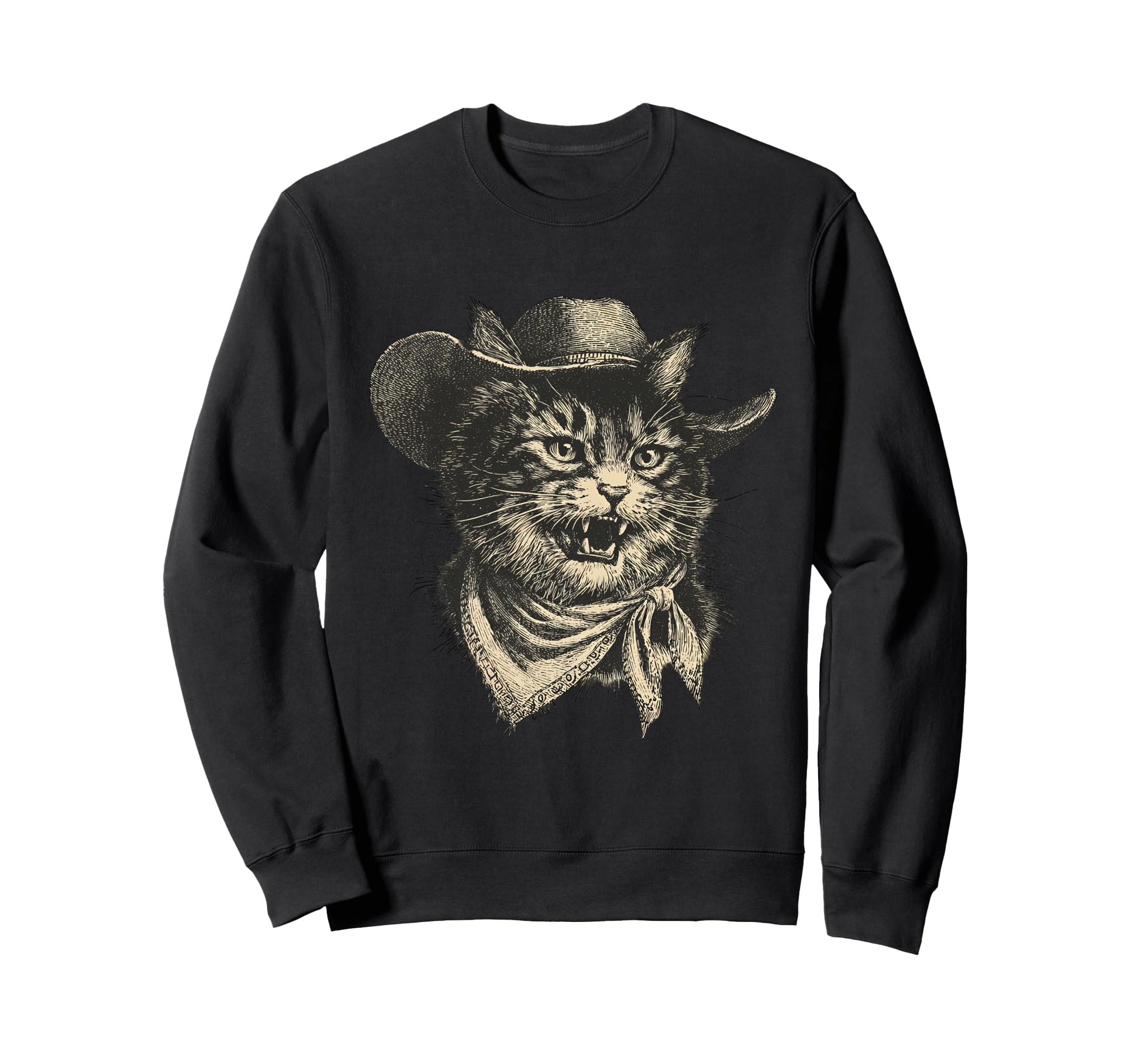 Cat Cowboy Western Country Sweatshirt - Minimalist Print for Adults - T-Shirt, Sweatshirt, Hoodie