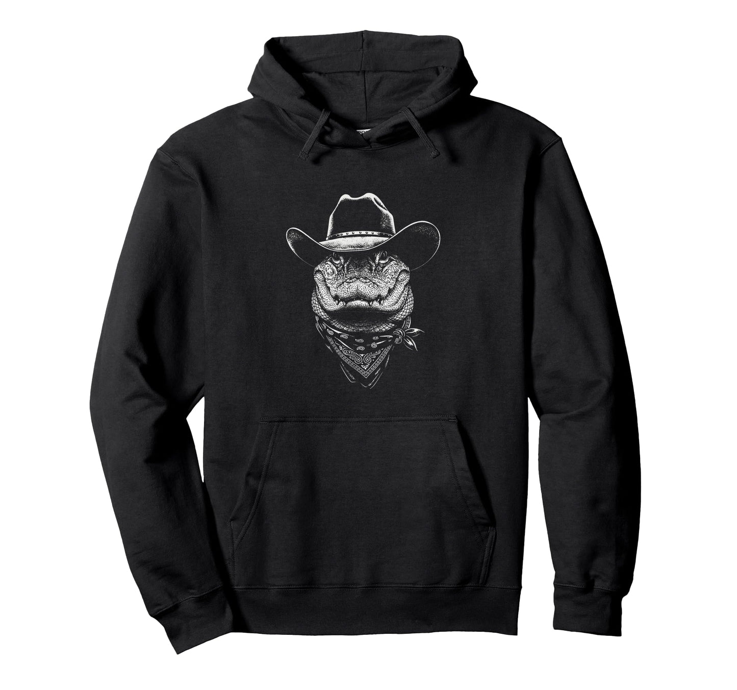 Alligator Cowboy Portrait Western Reptile Hoodie - Graphic Print Unisex - T-Shirt, Sweatshirt, Hoodie