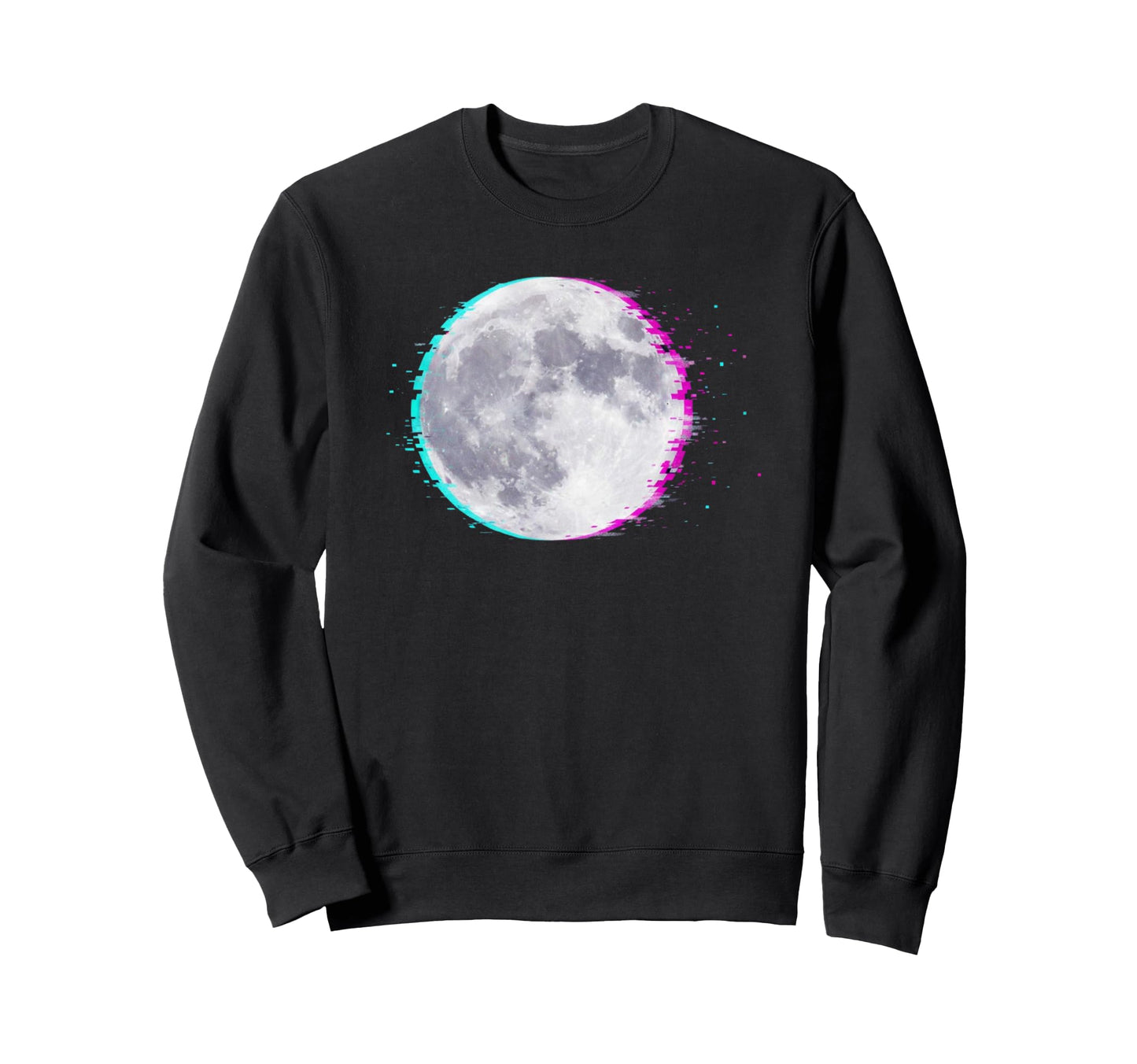 Cyberpunk Glitch Moon Vaporwave Sweatshirt - Aesthetic Graphic for Adults - T-Shirt, Sweatshirt, Hoodie