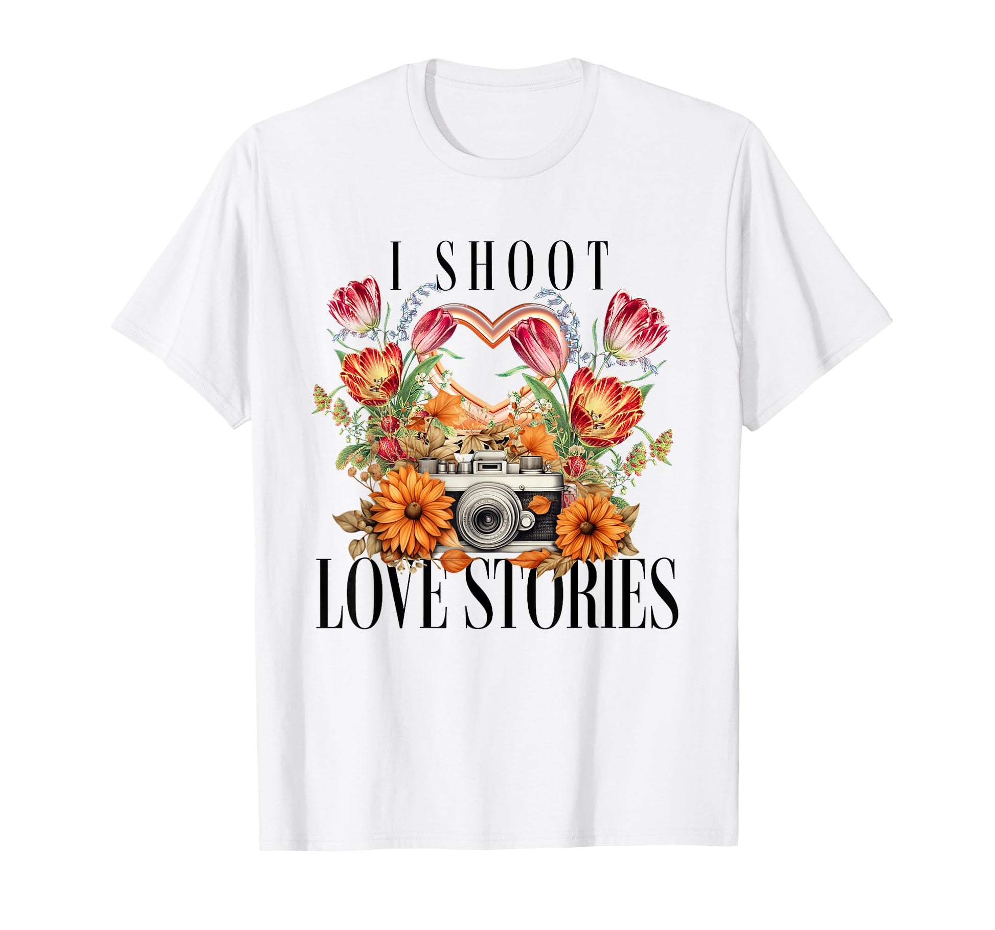 I Shoot Love Stories Wedding Camera T-Shirt - Aesthetic Graphic Unisex - T-Shirt, Sweatshirt, Hoodie