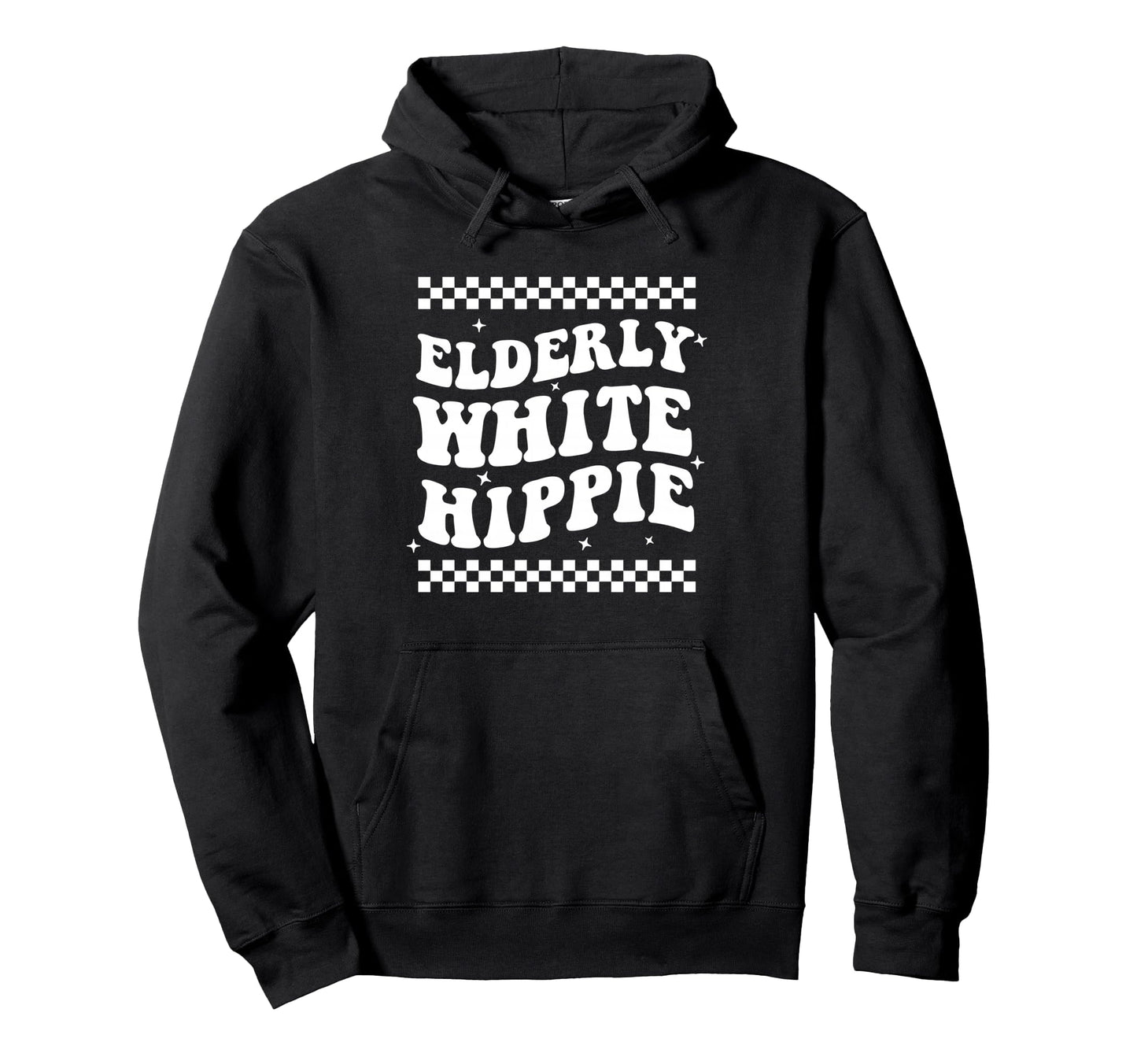 Elderly White Hippie Rainbow Flowers Peace Hoodie - Graphic Print Men Women - T-Shirt, Sweatshirt, Hoodie