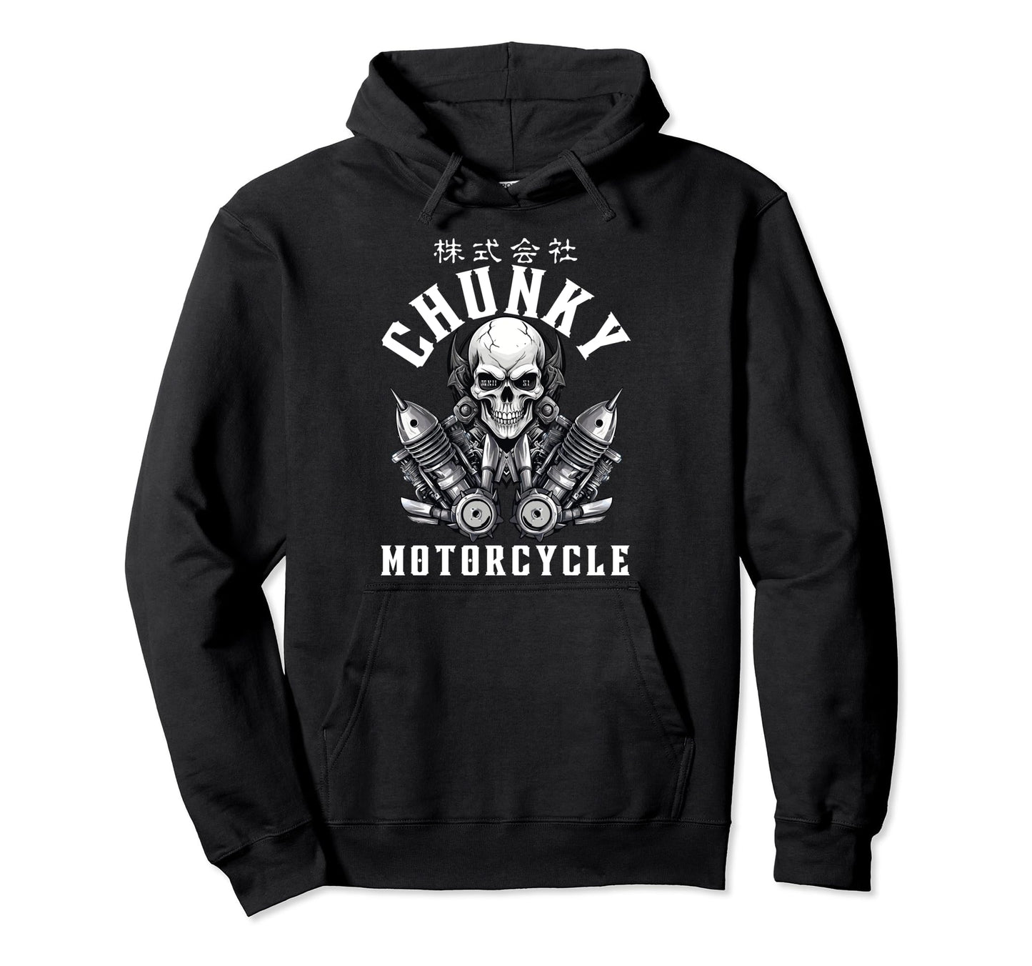 Chunky Company Motorcycle Gothic Skull Hoodie - Aesthetic Graphic Unisex - T-Shirt, Sweatshirt, Hoodie