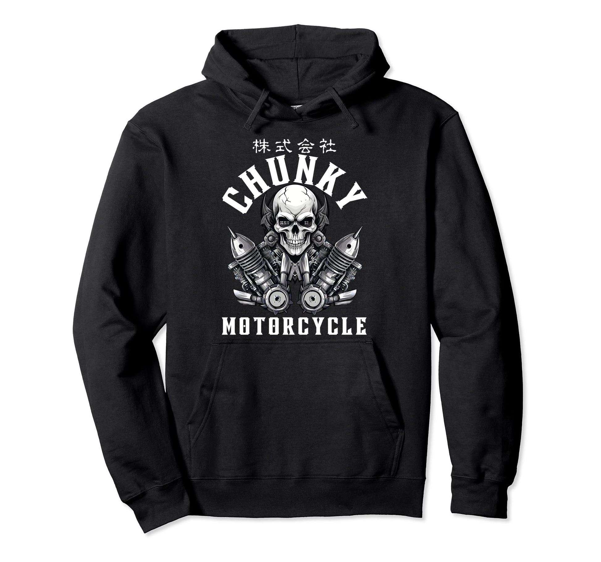 Chunky Company Motorcycle Gothic Skull Hoodie - Aesthetic Graphic Unisex - T-Shirt, Sweatshirt, Hoodie