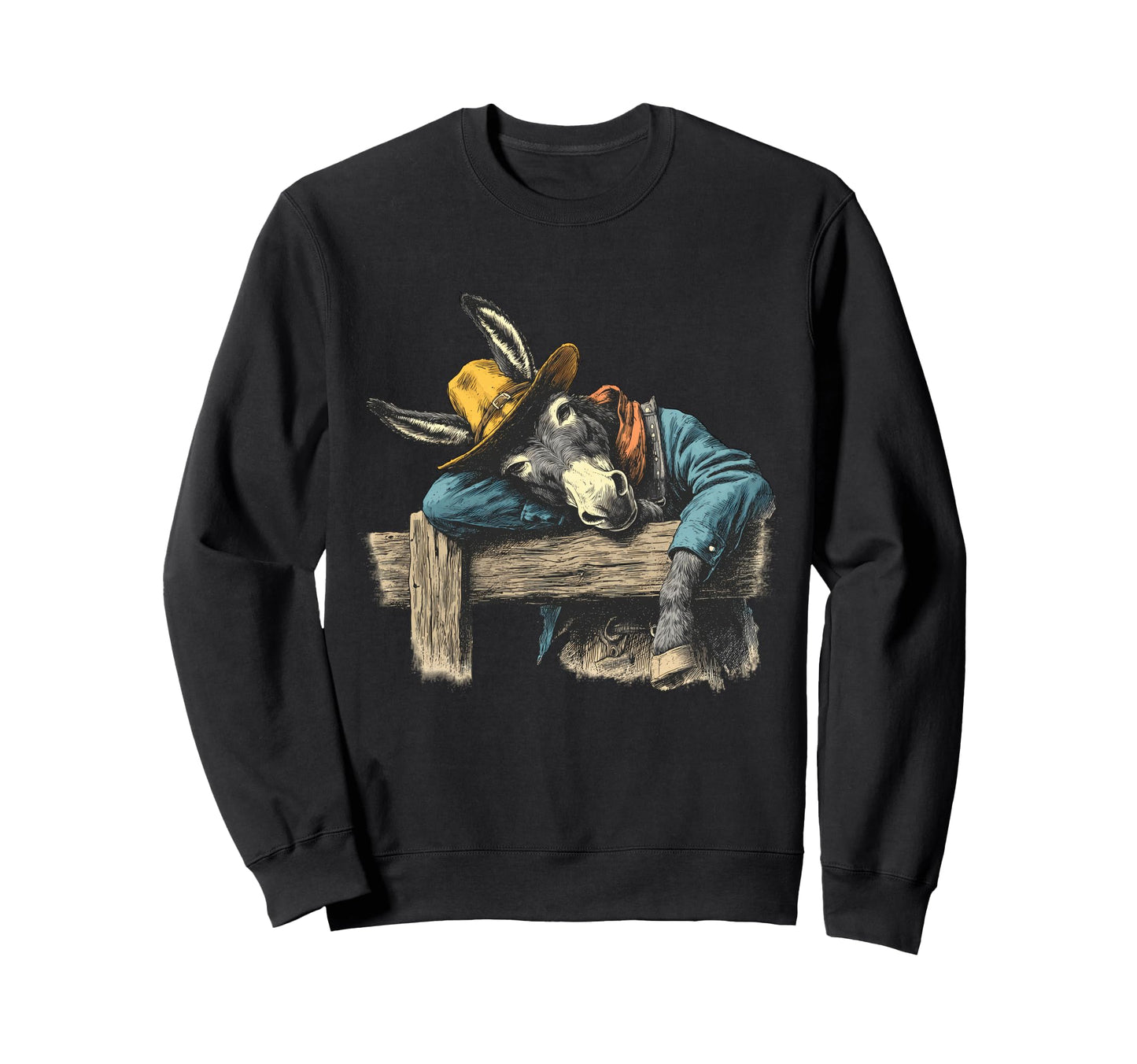 Country Cowboy Donkey Rodeo Cowgirl Sweatshirt - Custom Art Print Unisex - T-Shirt, Sweatshirt, Hoodie
