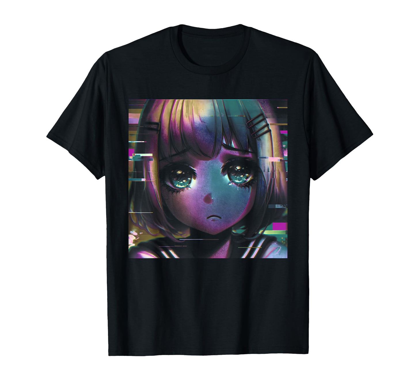 Sad Anime Waifu Japanese Aesthetic Otaku T-Shirt - Unique Graphic Unisex - T-Shirt, Sweatshirt, Hoodie