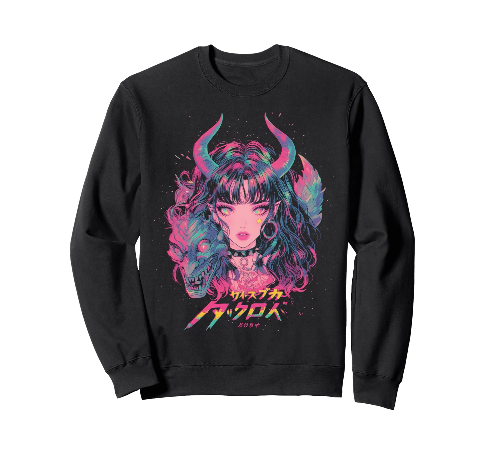 Goth Grunge Demon Anime Waifu Horror Sweatshirt - Custom Art Print Unisex - T-Shirt, Sweatshirt, Hoodie