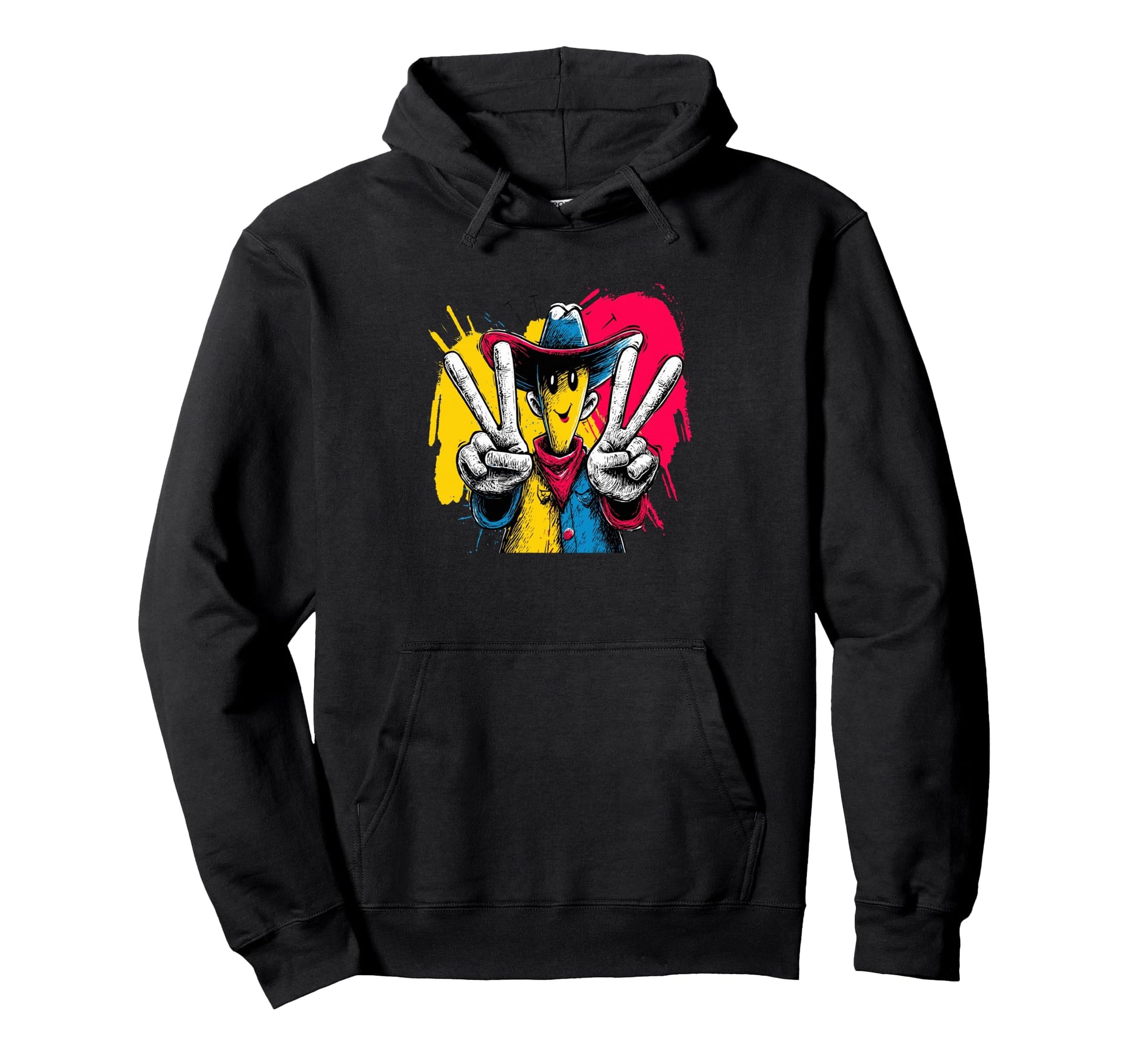 Cowboy Double Peace Pop Western Hoodie - Unique Graphic for Adults - T-Shirt, Sweatshirt, Hoodie