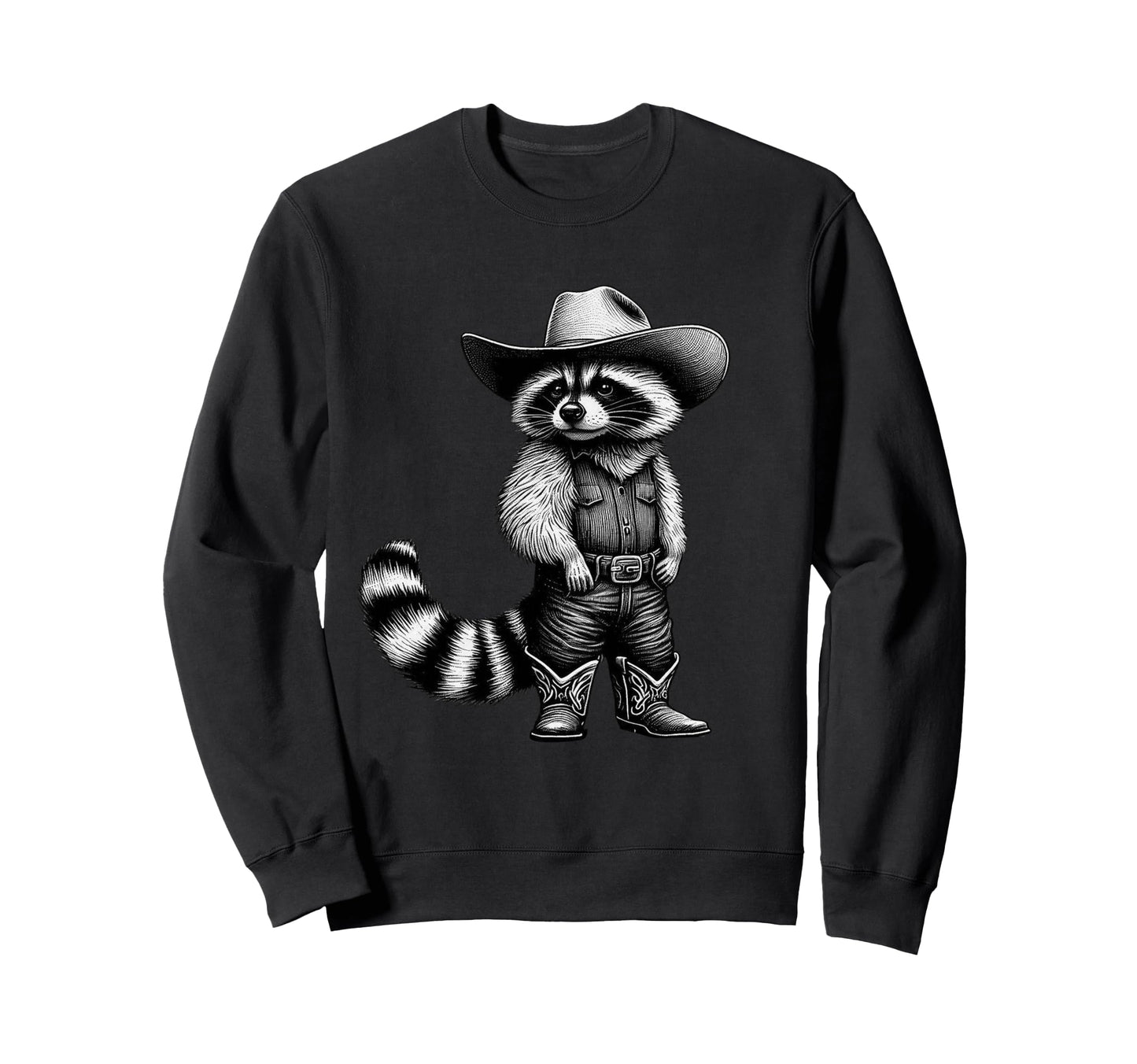 Raccoon Cowboy Western Rodeo Funny Sweatshirt - Trendy Graphic Men Women - T-Shirt, Sweatshirt, Hoodie