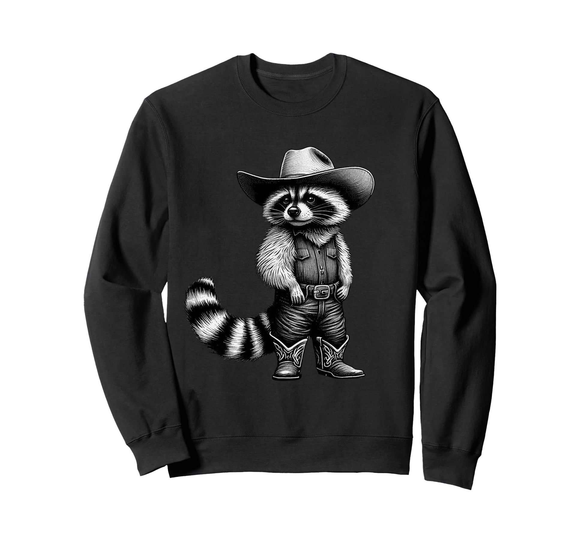 Raccoon Cowboy Western Rodeo Funny Sweatshirt - Trendy Graphic Men Women - T-Shirt, Sweatshirt, Hoodie