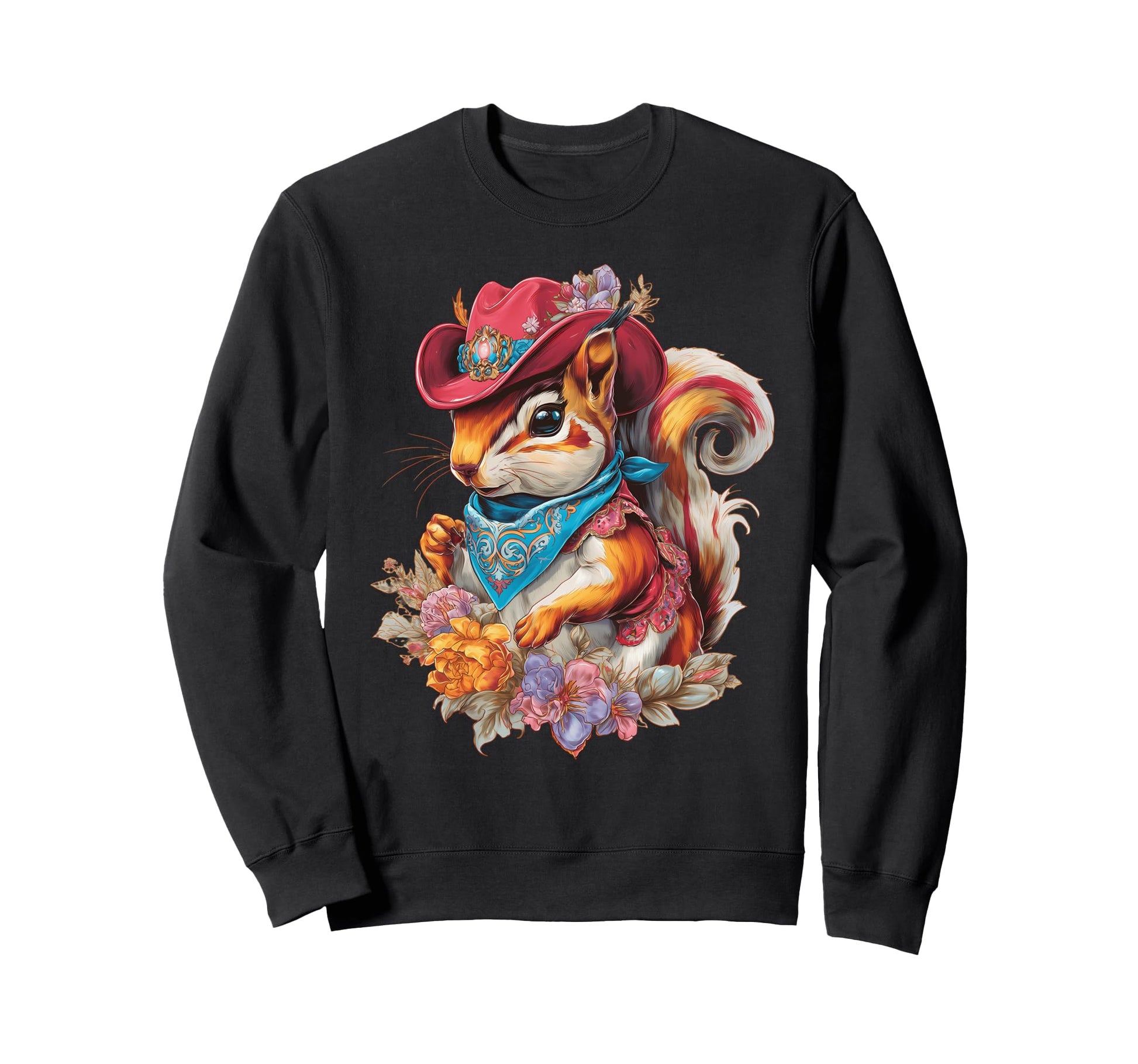 Squirrel Cowboy Rodeo Cowgirl Western Sweatshirt - Streetwear Style Unisex - T-Shirt, Sweatshirt, Hoodie