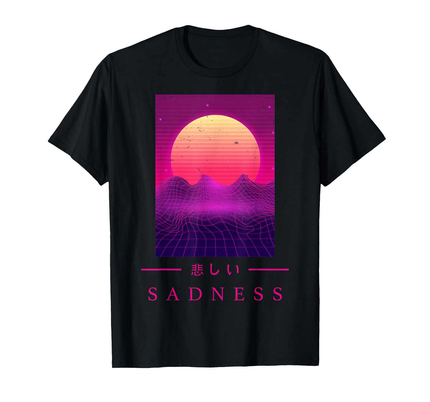 Retrowave Sad Japanese Art T-Shirt - Fun Novelty Design Men Women - T-Shirt, Sweatshirt, Hoodie