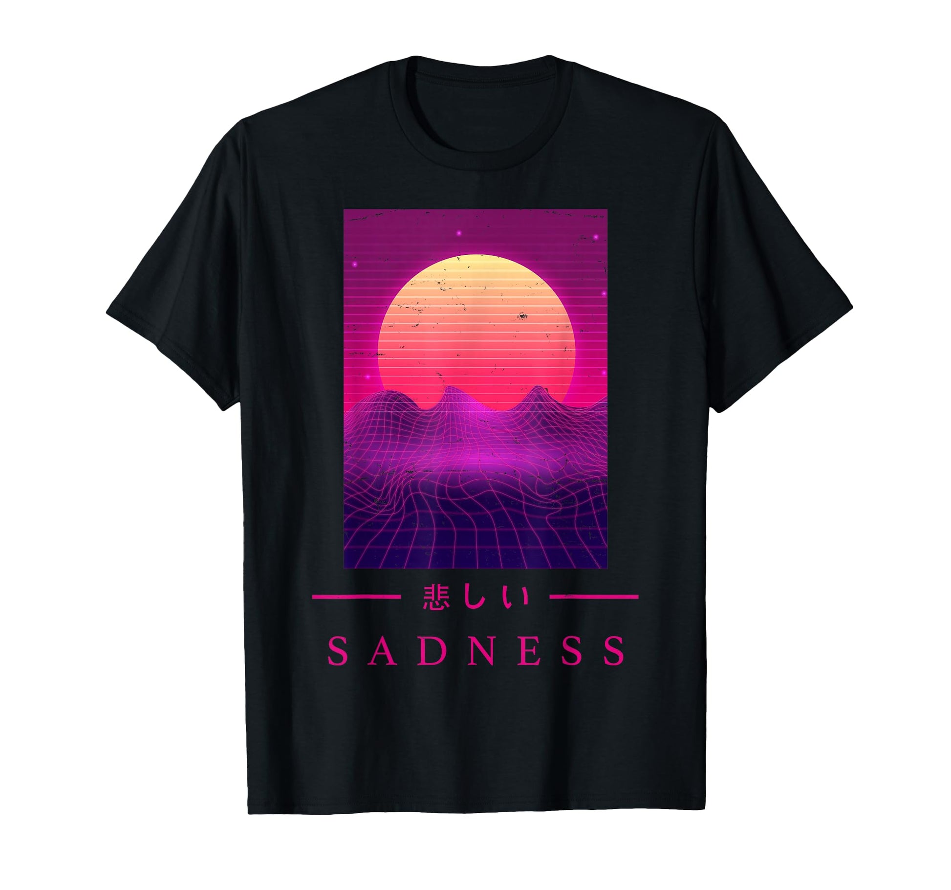 Retrowave Sad Japanese Art T-Shirt - Fun Novelty Design Men Women - T-Shirt, Sweatshirt, Hoodie