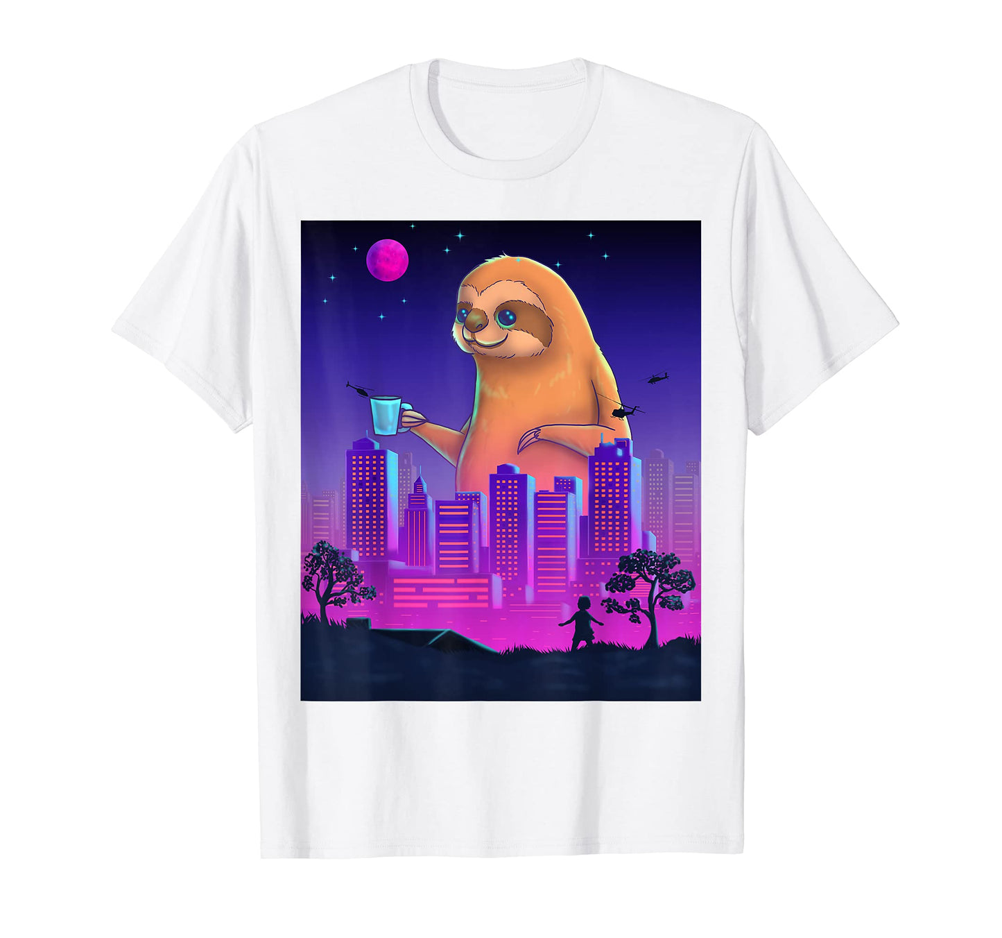 Giant Sloth Vaporwave Synthwave Aesthetic T-Shirt - Graphic Print Unisex - T-Shirt, Sweatshirt, Hoodie
