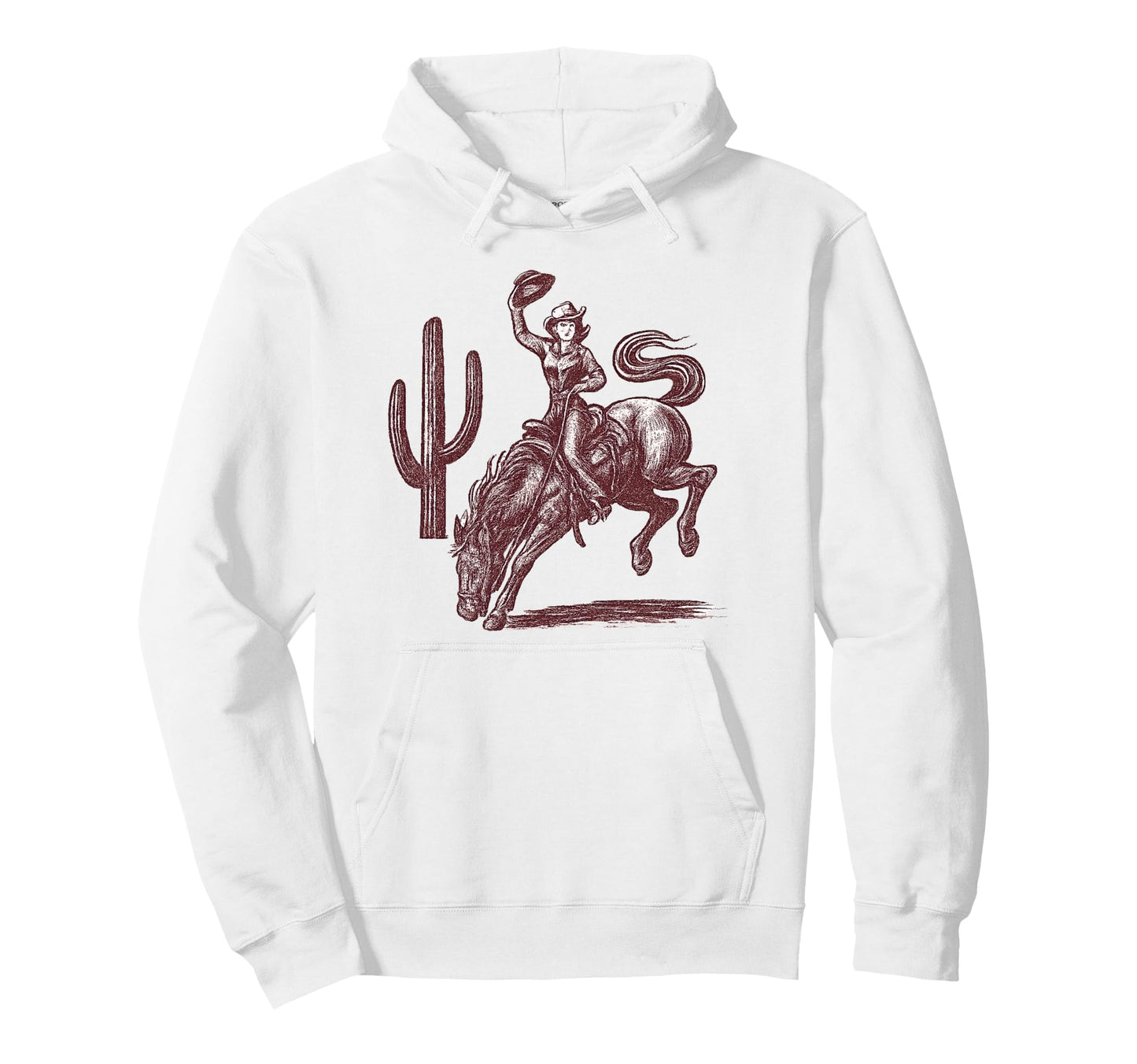 Cowgirl Bucking Bronco Desert Western Hoodie - Minimalist Print Unisex - T-Shirt, Sweatshirt, Hoodie