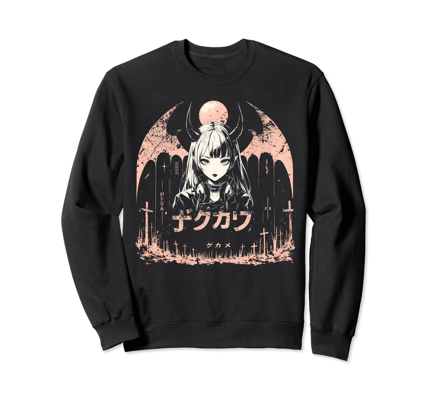 Anime Goth Grunge Demon Waifu Sweatshirt - Fun Novelty Design Men Women - T-Shirt, Sweatshirt, Hoodie