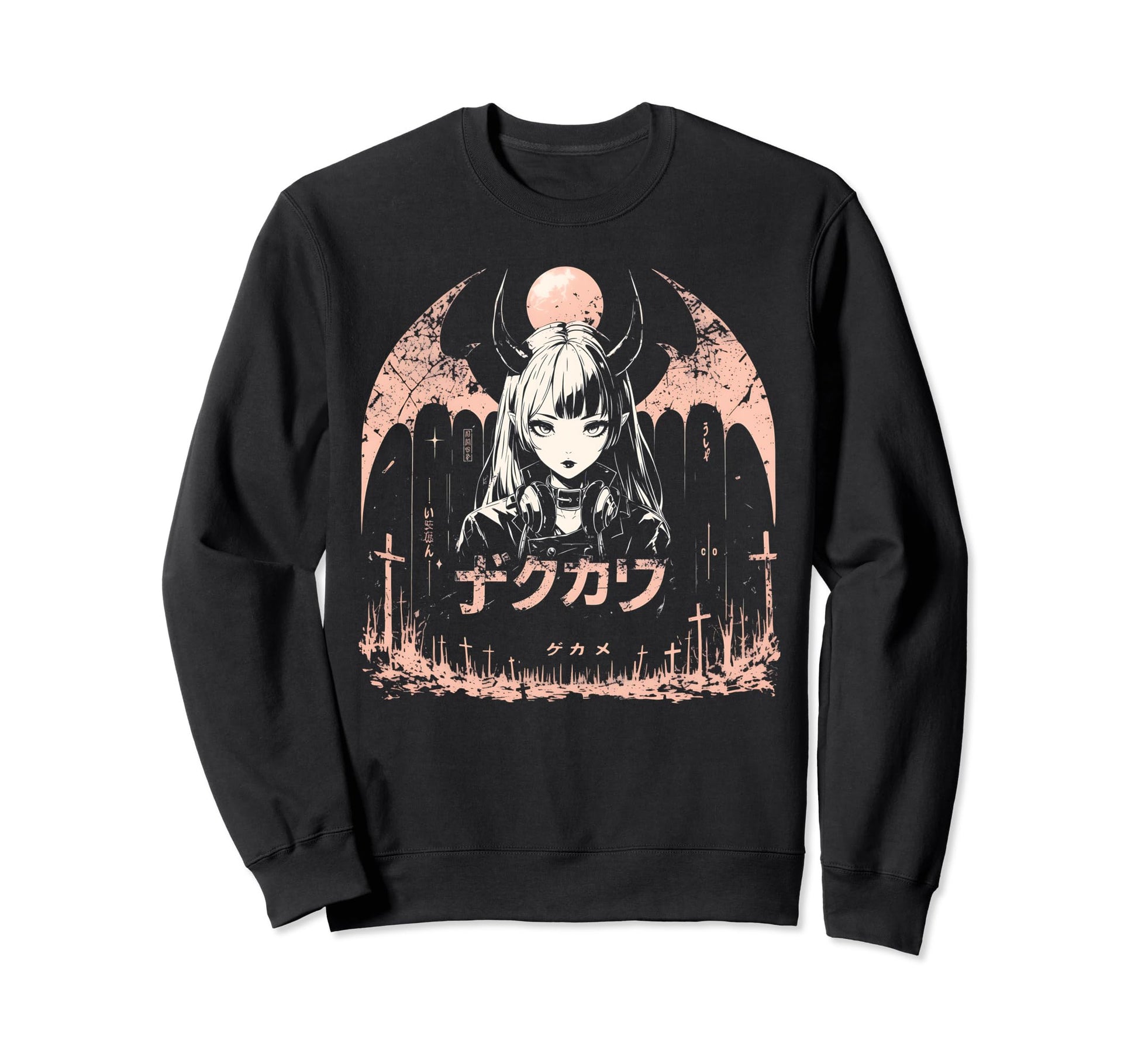 Anime Goth Grunge Demon Waifu Sweatshirt - Fun Novelty Design Men Women - T-Shirt, Sweatshirt, Hoodie