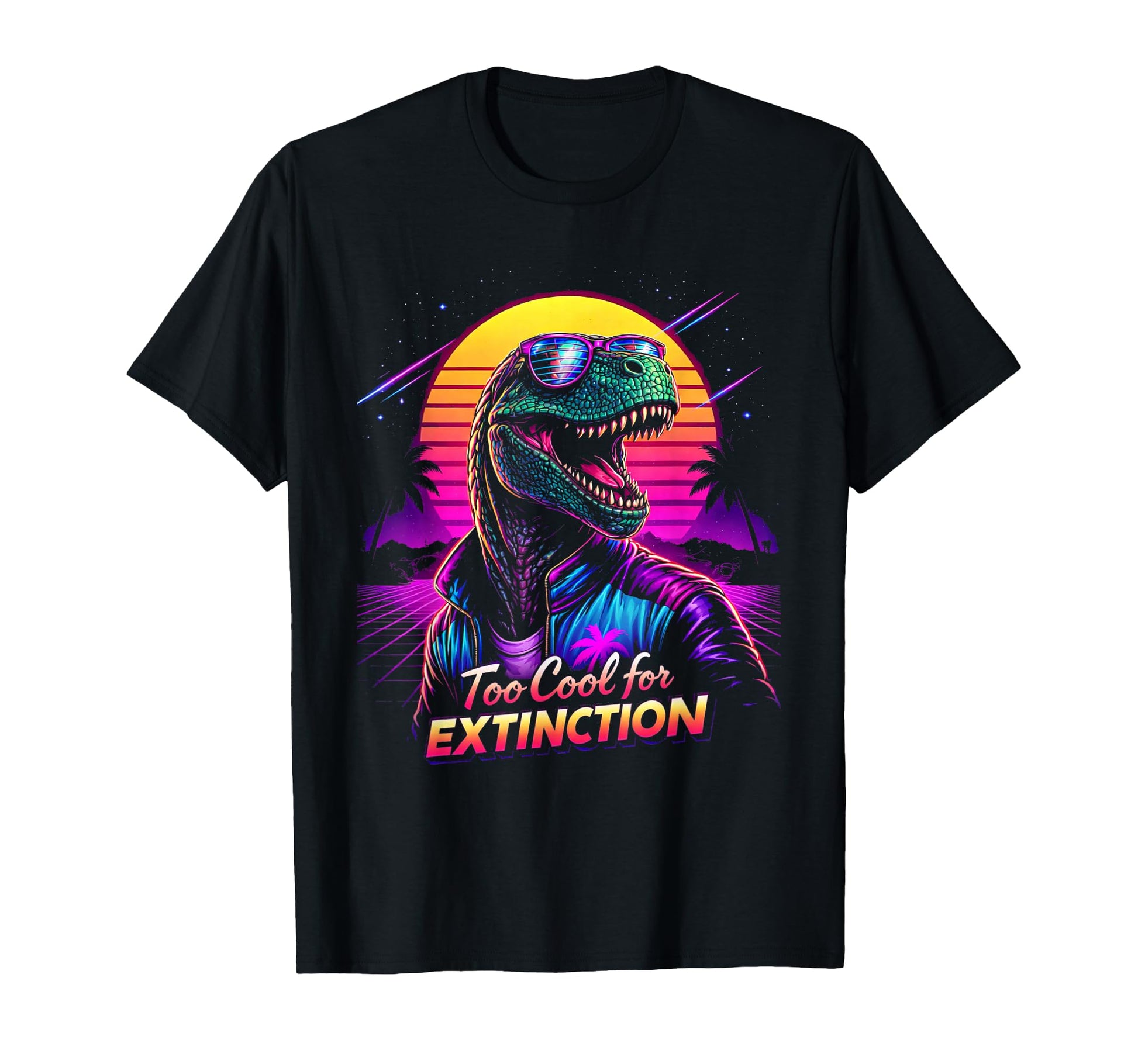 80S Synthwave T Rex Funny Tyrannosaurus T-Shirt - Aesthetic Graphic Unisex - T-Shirt, Sweatshirt, Hoodie