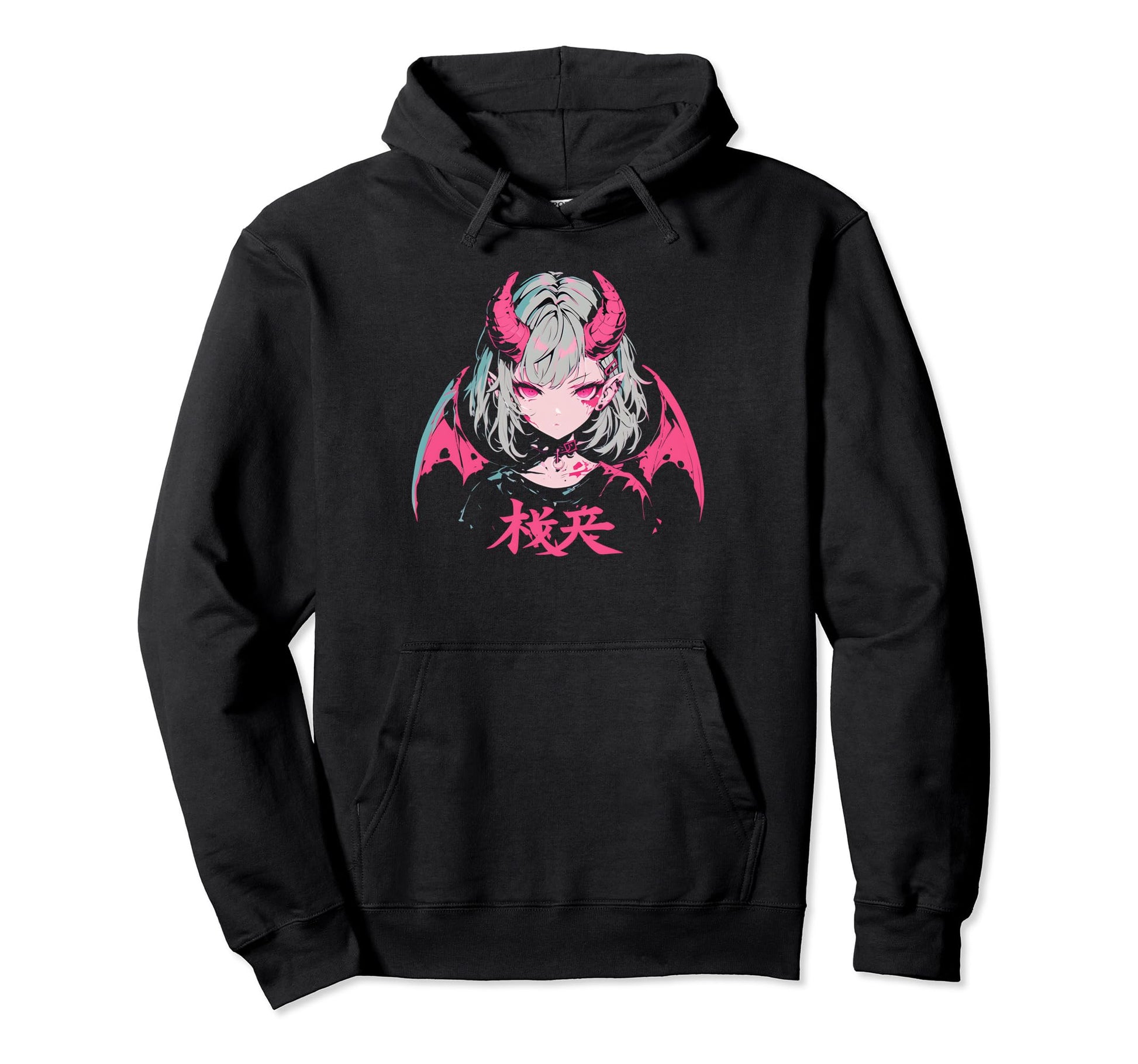 Goth Grunge Demon Anime Waifu Horror Hoodie - Unique Graphic for Adults - T-Shirt, Sweatshirt, Hoodie