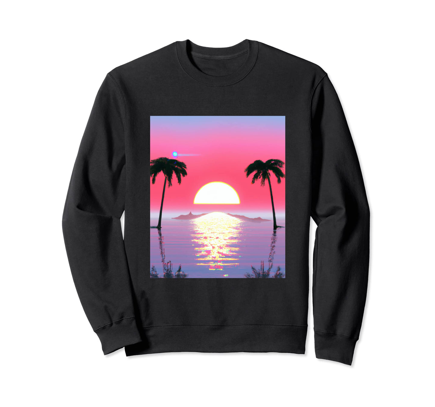 Vaporwave Sunset Synthwave Sun Sweatshirt - Minimalist Print for Adults - T-Shirt, Sweatshirt, Hoodie