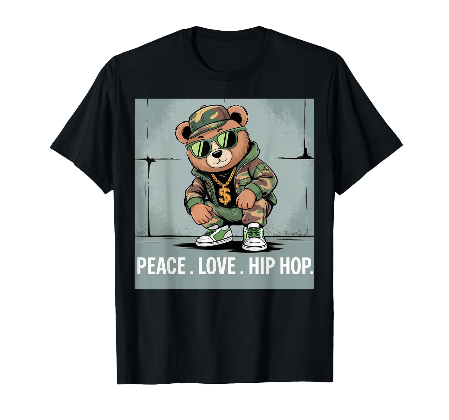 Camouflage Rapper Teddy Bear Camo 80S T-Shirt - Unique Graphic Men Women - T-Shirt, Sweatshirt, Hoodie