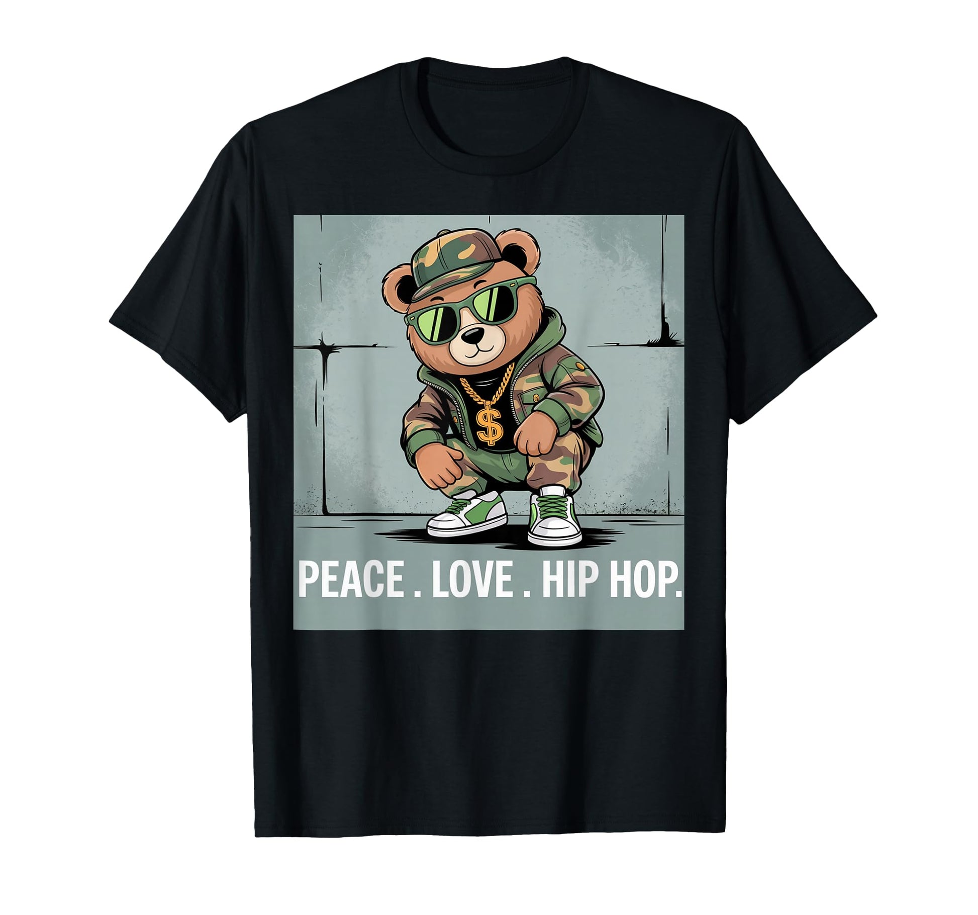 Camouflage Rapper Teddy Bear Camo 80S T-Shirt - Unique Graphic Men Women - T-Shirt, Sweatshirt, Hoodie