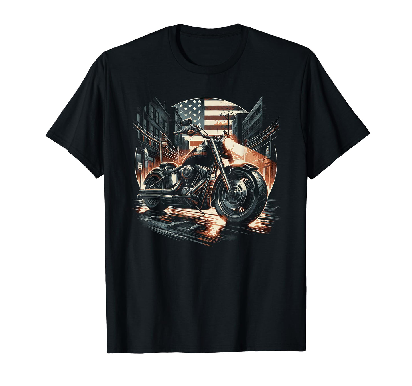 Motorcycle Rider American Flag T-Shirt - Fun Novelty Design Unisex - T-Shirt, Sweatshirt, Hoodie