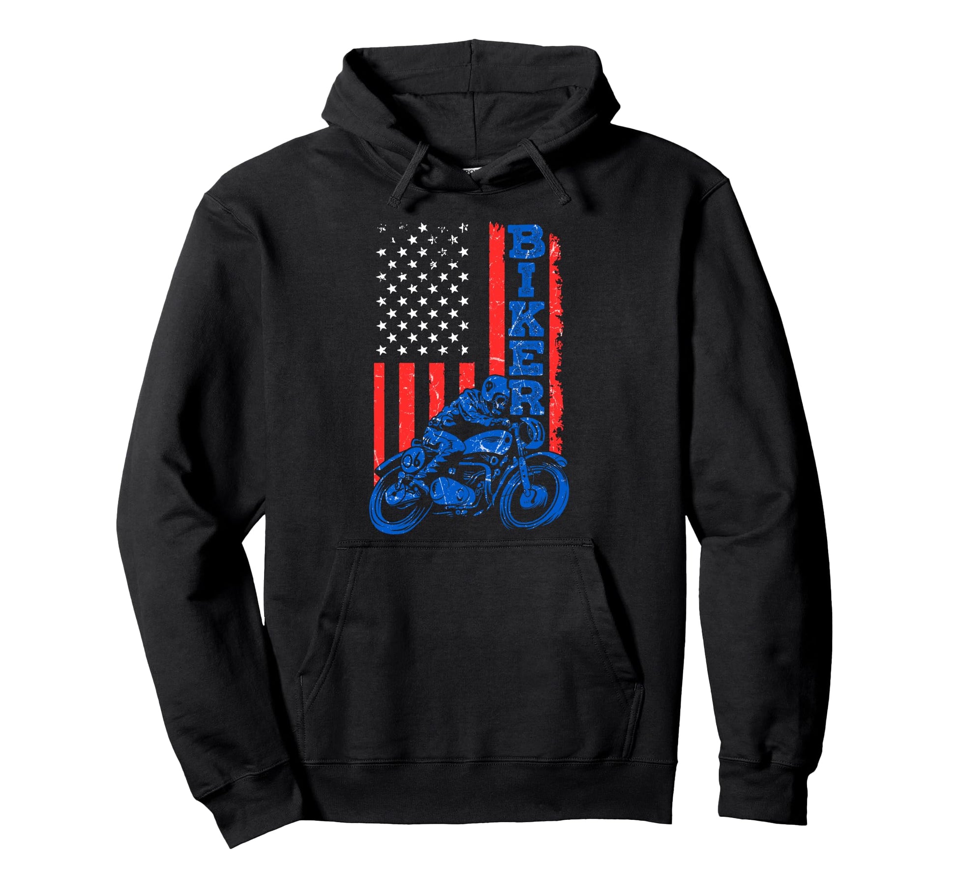 Us Flag Biker Riding Lover Motorcycle Hoodie - Custom Art Print Men Women - T-Shirt, Sweatshirt, Hoodie