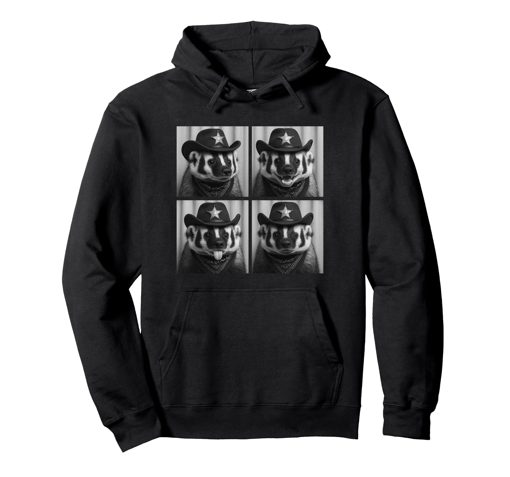 Rustic Funny Cowboy Badgers Hoodie - Casual Everyday Wear Men Women - T-Shirt, Sweatshirt, Hoodie