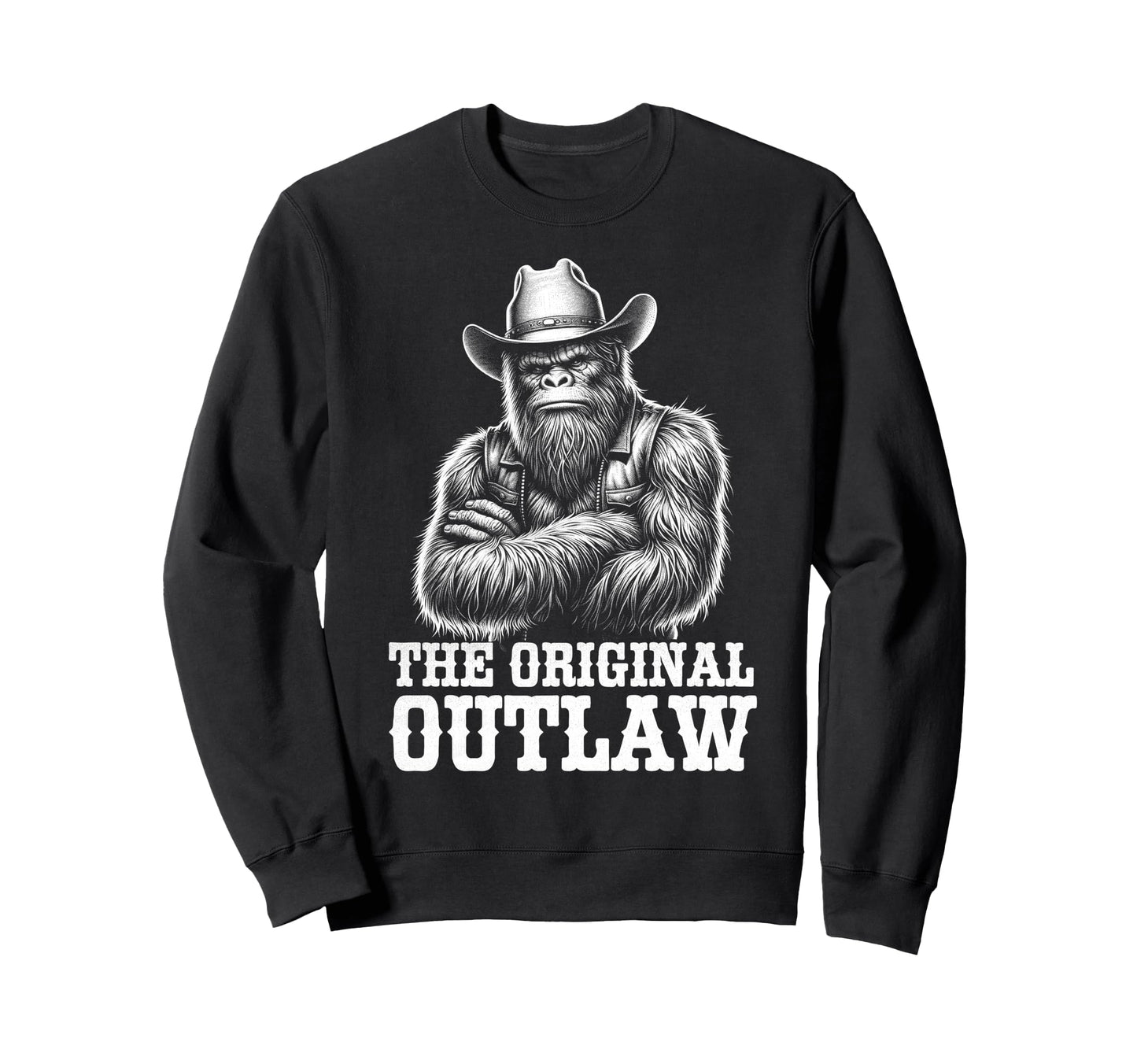 Bigfoot Sasquatch Funny Cowboy Sweatshirt - Unique Graphic Men Women - T-Shirt, Sweatshirt, Hoodie