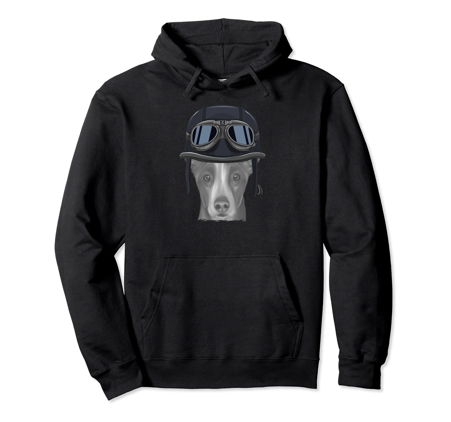 Pumi Wearing Motorcycle Helmet Hoodie - Fun Novelty Design Unisex - T-Shirt, Sweatshirt, Hoodie