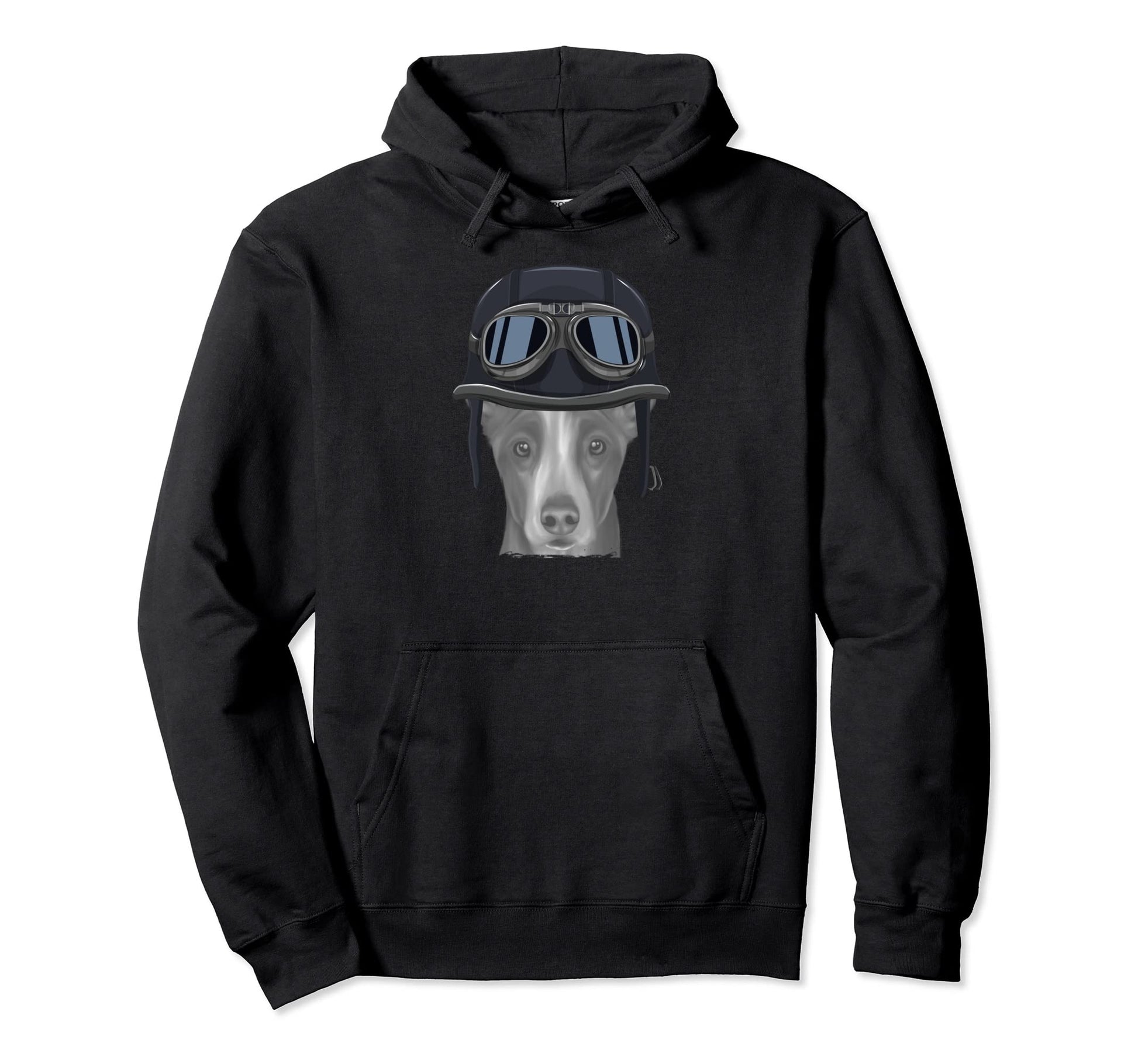 Pumi Wearing Motorcycle Helmet Hoodie - Fun Novelty Design Unisex - T-Shirt, Sweatshirt, Hoodie