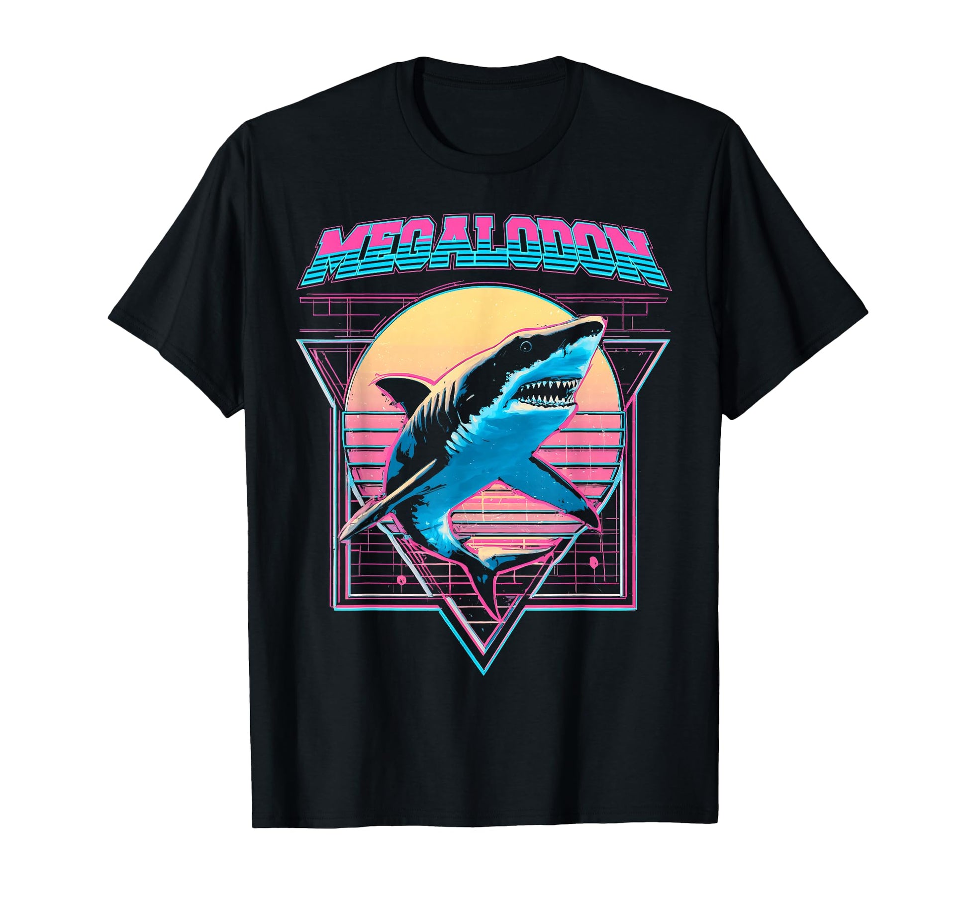 Megalodon Shark Ocean Vaporwave T-Shirt - Casual Everyday Wear Men Women - T-Shirt, Sweatshirt, Hoodie