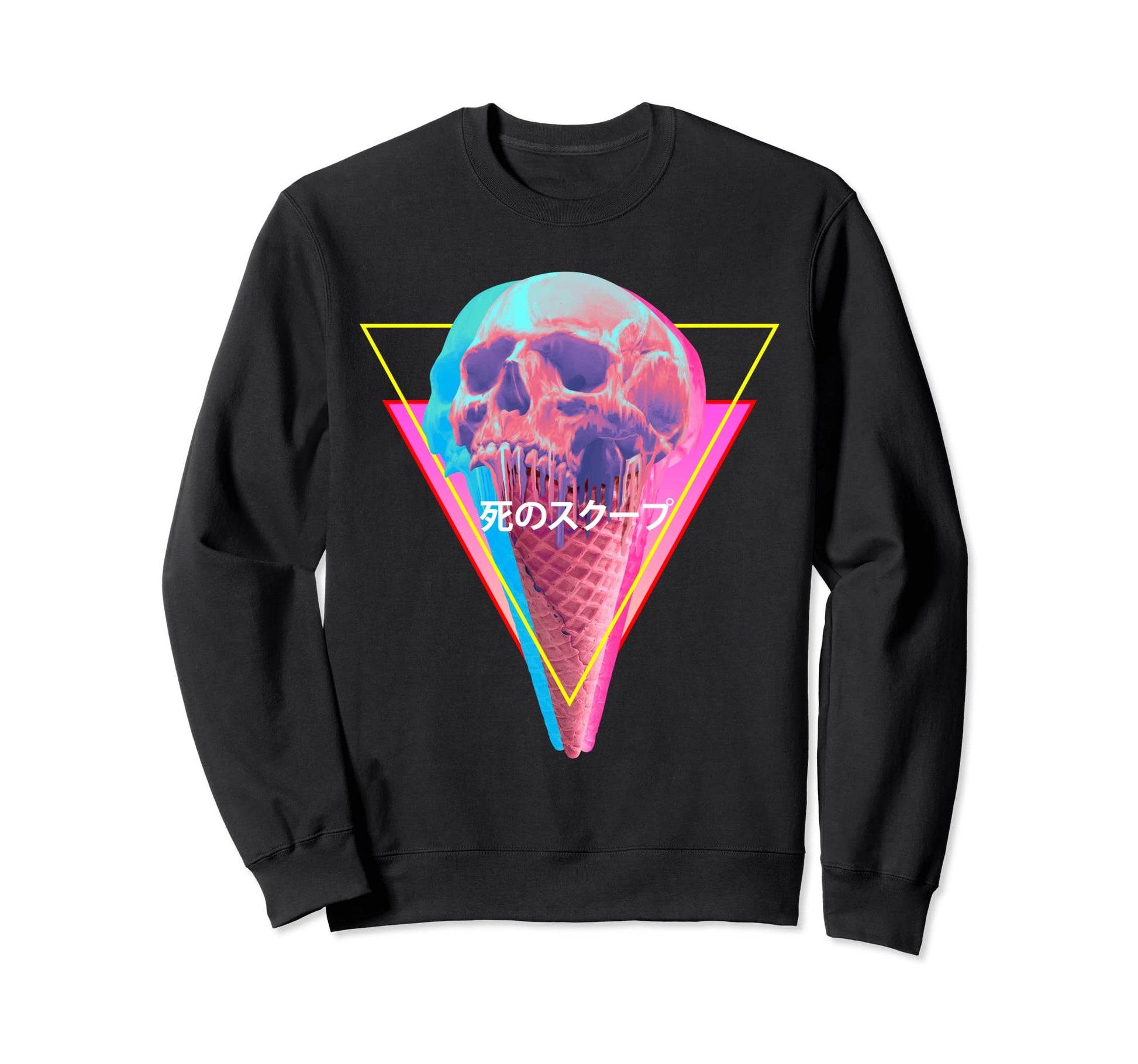 Vaporwave Skull Melting Ice Cream Sweatshirt - Minimalist Print Men Women - T-Shirt, Sweatshirt, Hoodie