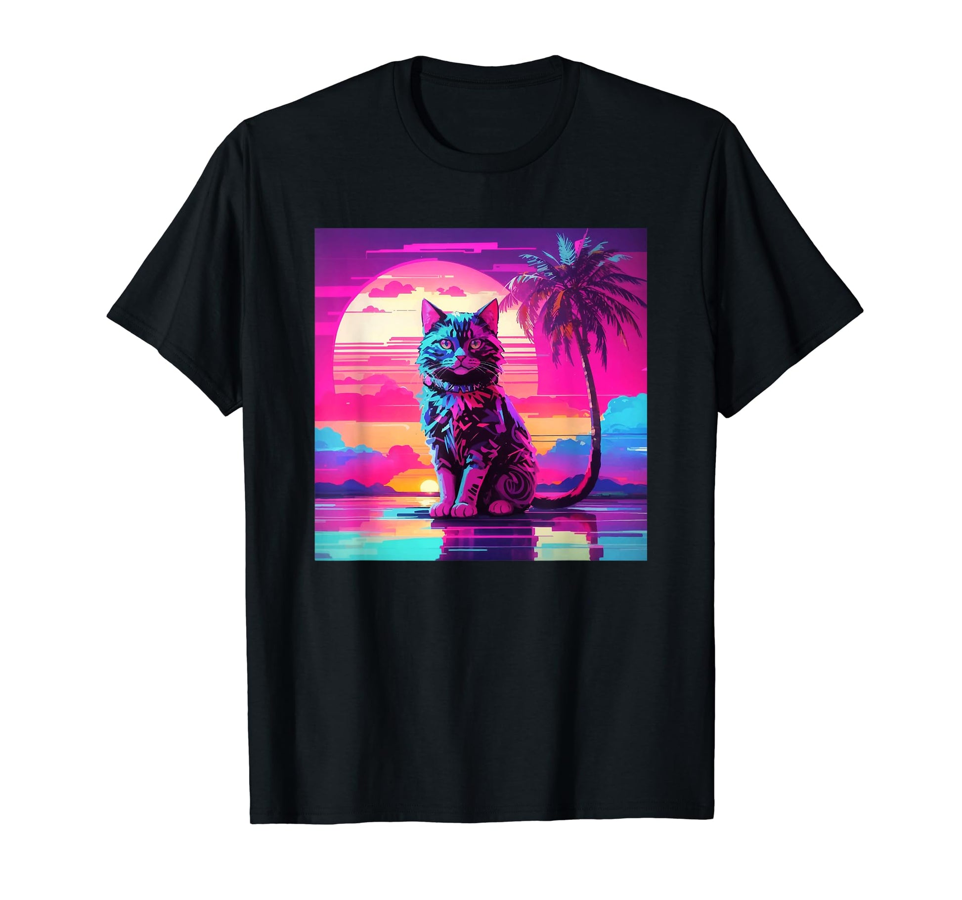 Cat Vaporwave Retrowave Aesthetic T-Shirt - Novelty Apparel Men Women - T-Shirt, Sweatshirt, Hoodie
