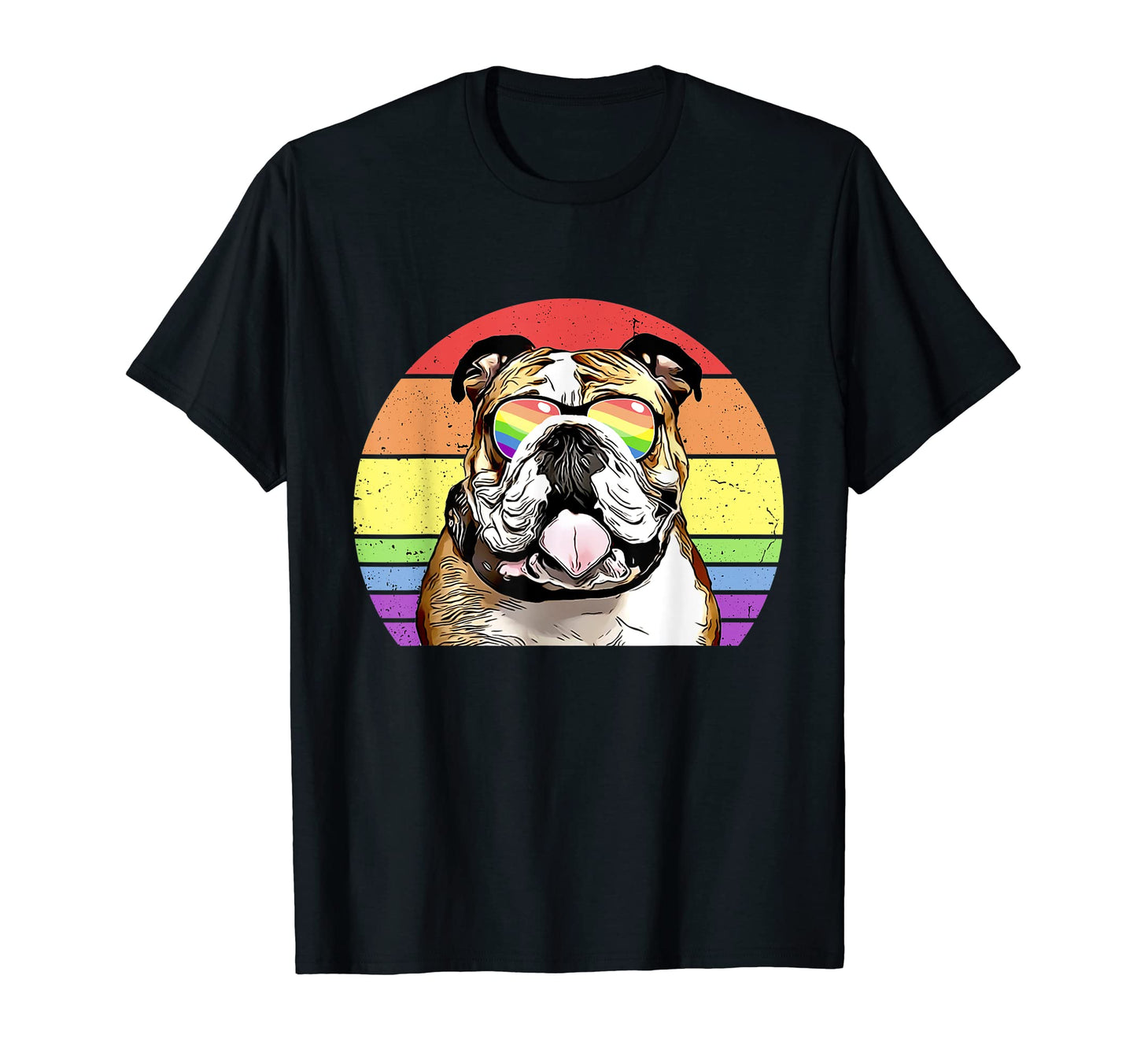 Lgbtq Bulldog Dog Rainbow Love Pride T-Shirt - Trendy Graphic for Adults - T-Shirt, Sweatshirt, Hoodie