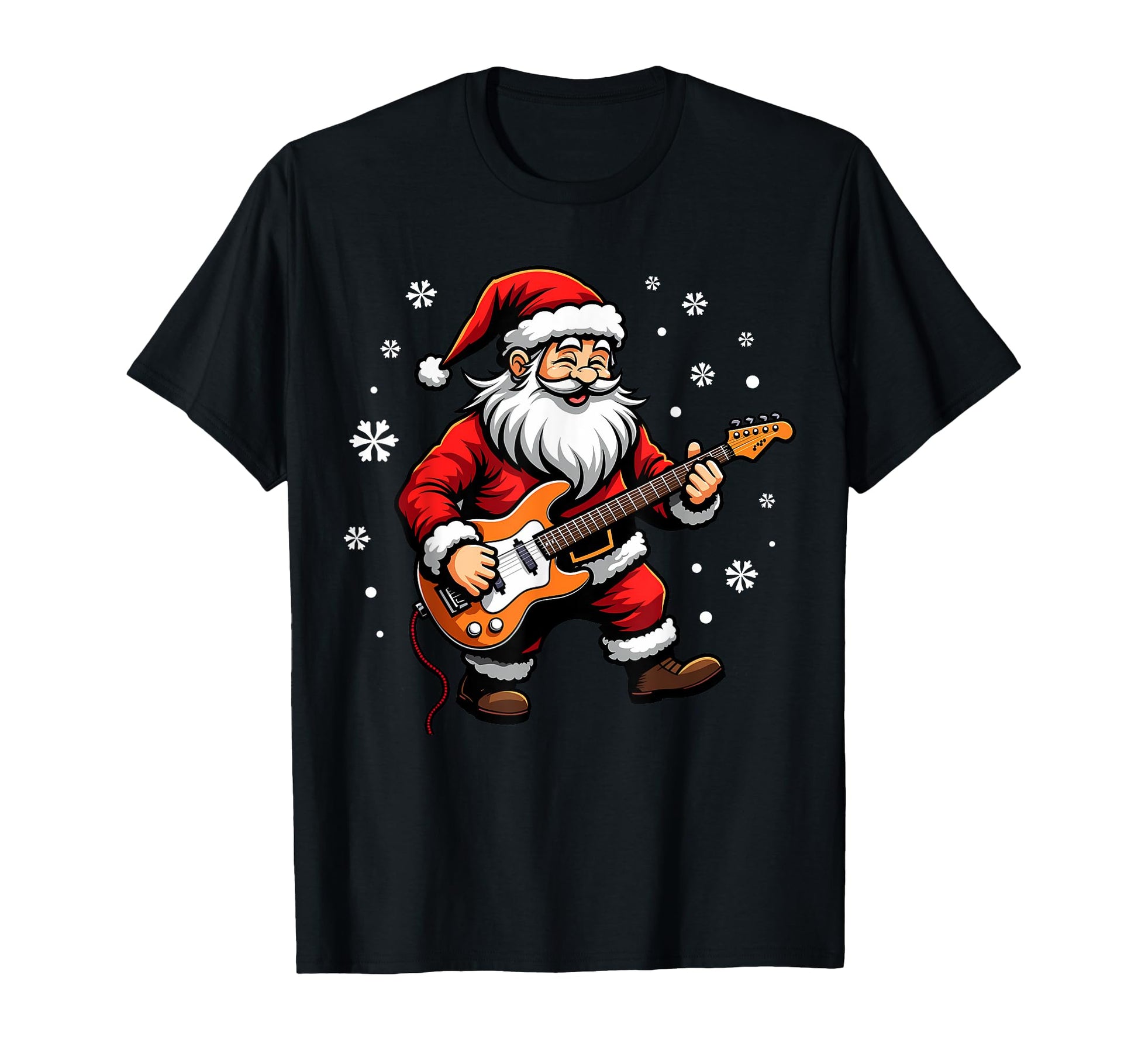Santa Playing Guitar Festive Rock T-Shirt - Streetwear Style for Adults - T-Shirt, Sweatshirt, Hoodie