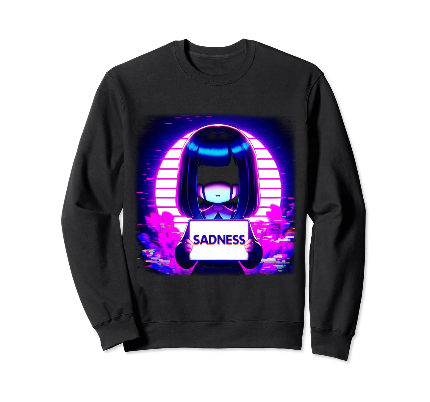Sad Anime Vaporwave Aesthetic Sweatshirt - Unique Graphic Men Women - T-Shirt, Sweatshirt, Hoodie