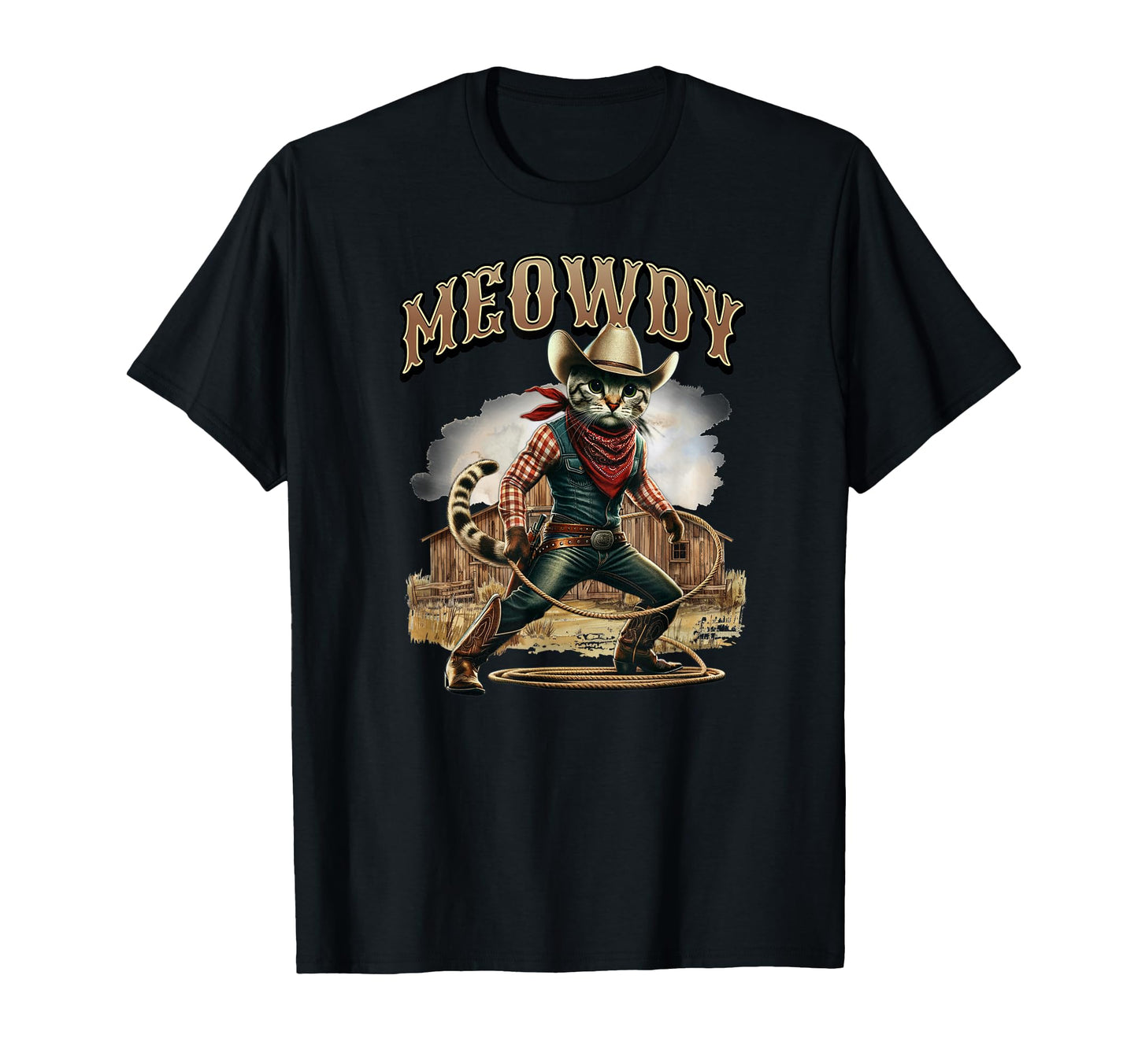 Meowdy Cat Cowboy Hat Funny T-Shirt - Streetwear Style for Adults - T-Shirt, Sweatshirt, Hoodie
