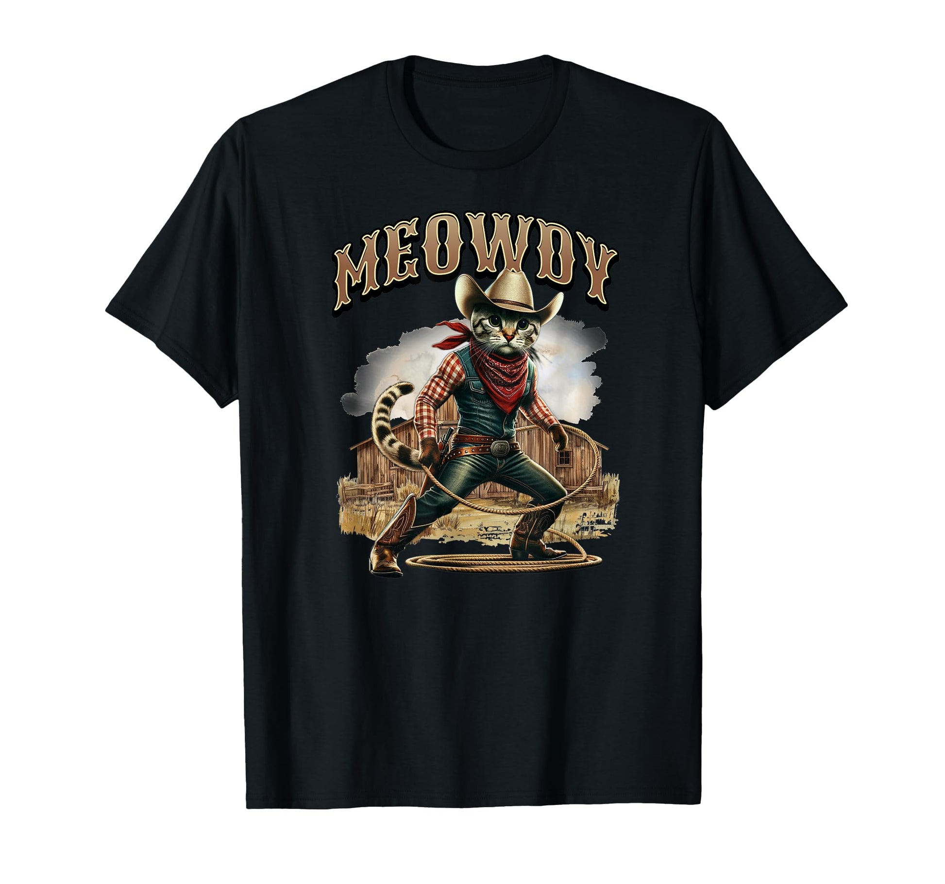 Meowdy Cat Cowboy Hat Funny T-Shirt - Streetwear Style for Adults - T-Shirt, Sweatshirt, Hoodie