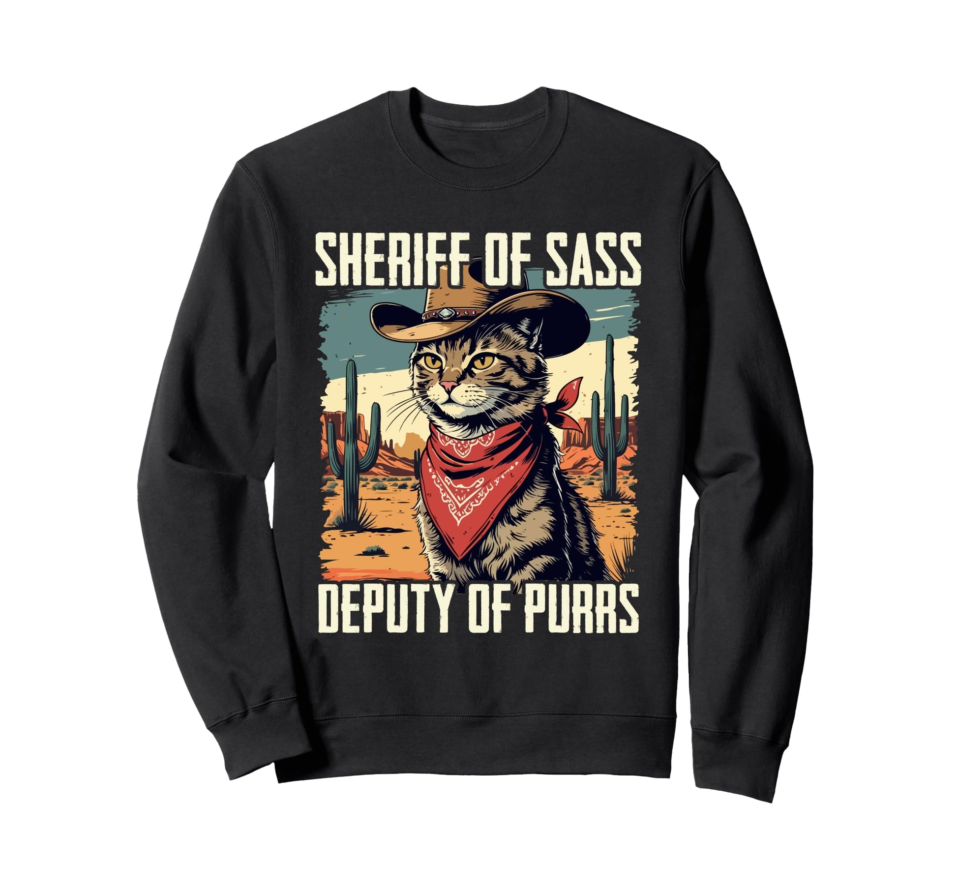 Funny Sheriff Cat Meme Cowboy Sweatshirt - Aesthetic Graphic Unisex - T-Shirt, Sweatshirt, Hoodie