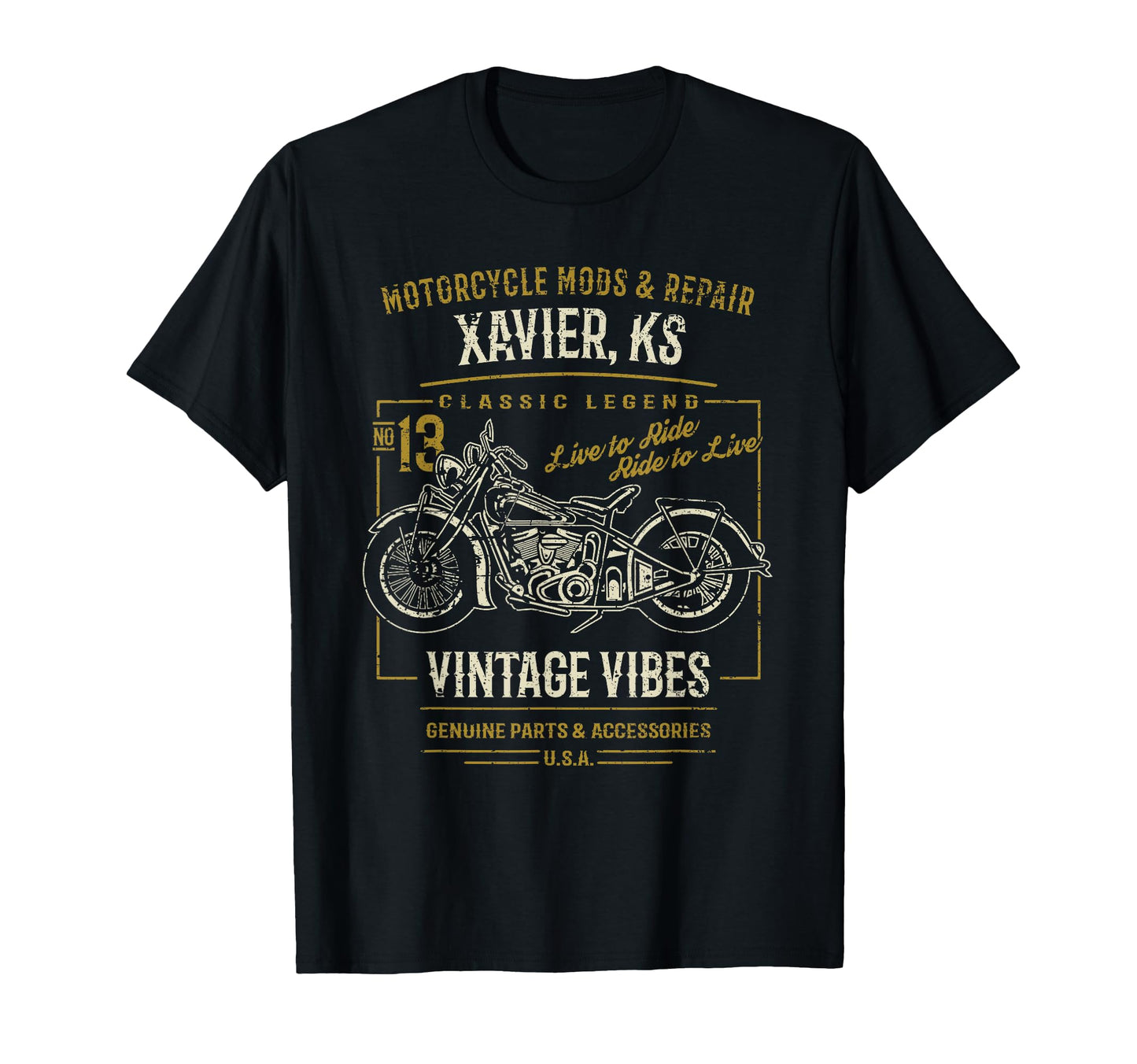 Xavier Ks Usa Motorcycle Distressed T-Shirt - Streetwear Style Unisex - T-Shirt, Sweatshirt, Hoodie