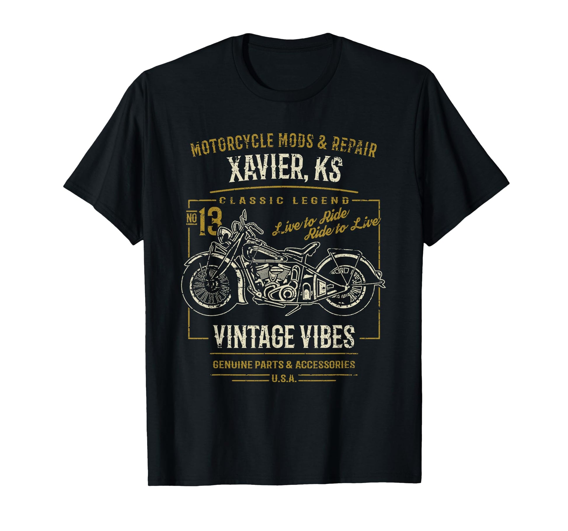 Xavier Ks Usa Motorcycle Distressed T-Shirt - Streetwear Style Unisex - T-Shirt, Sweatshirt, Hoodie