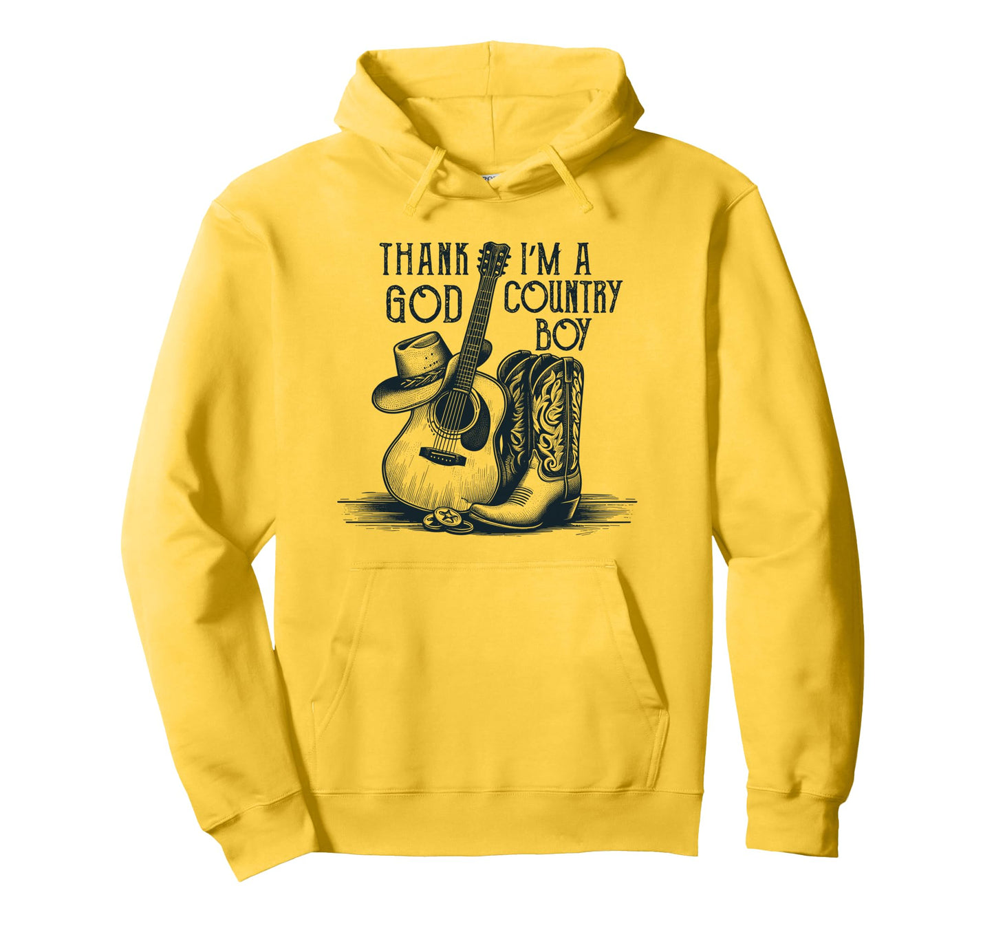 Thank God Im Country Music Cowboy Western Hoodie - Unique Graphic Unisex - T-Shirt, Sweatshirt, Hoodie