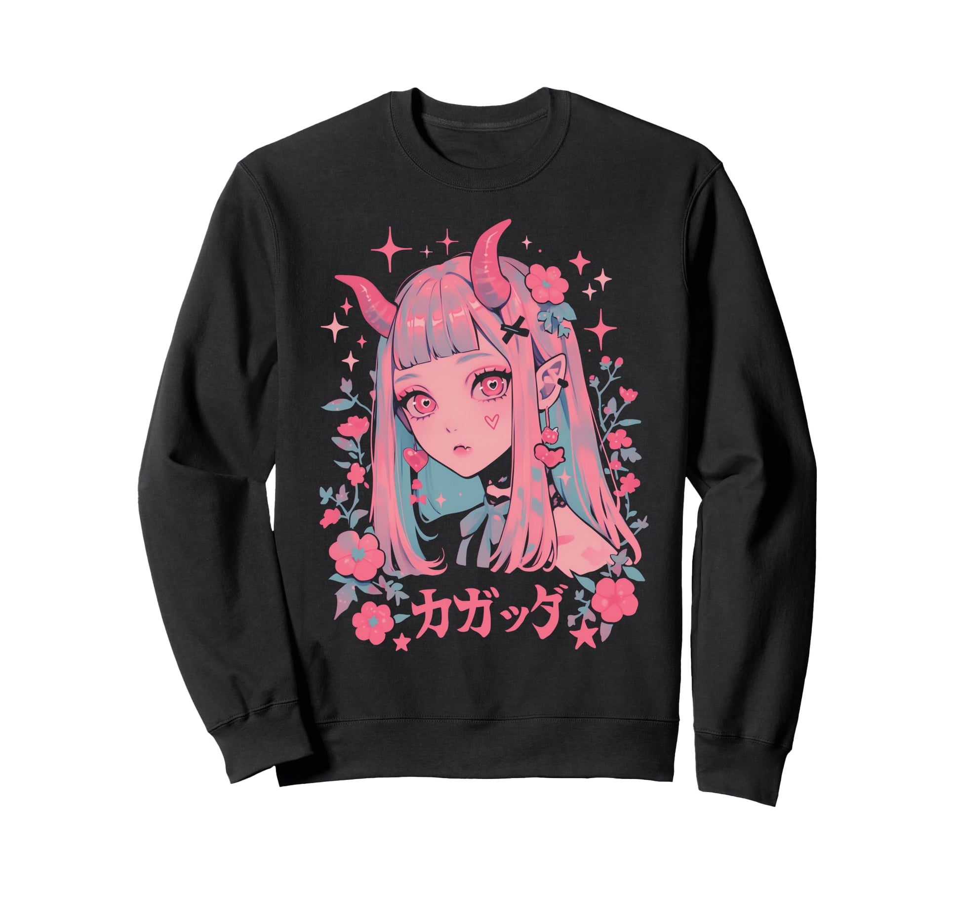 Goth Grunge Demon Anime Waifu Horror Sweatshirt - Aesthetic Graphic Unisex - T-Shirt, Sweatshirt, Hoodie